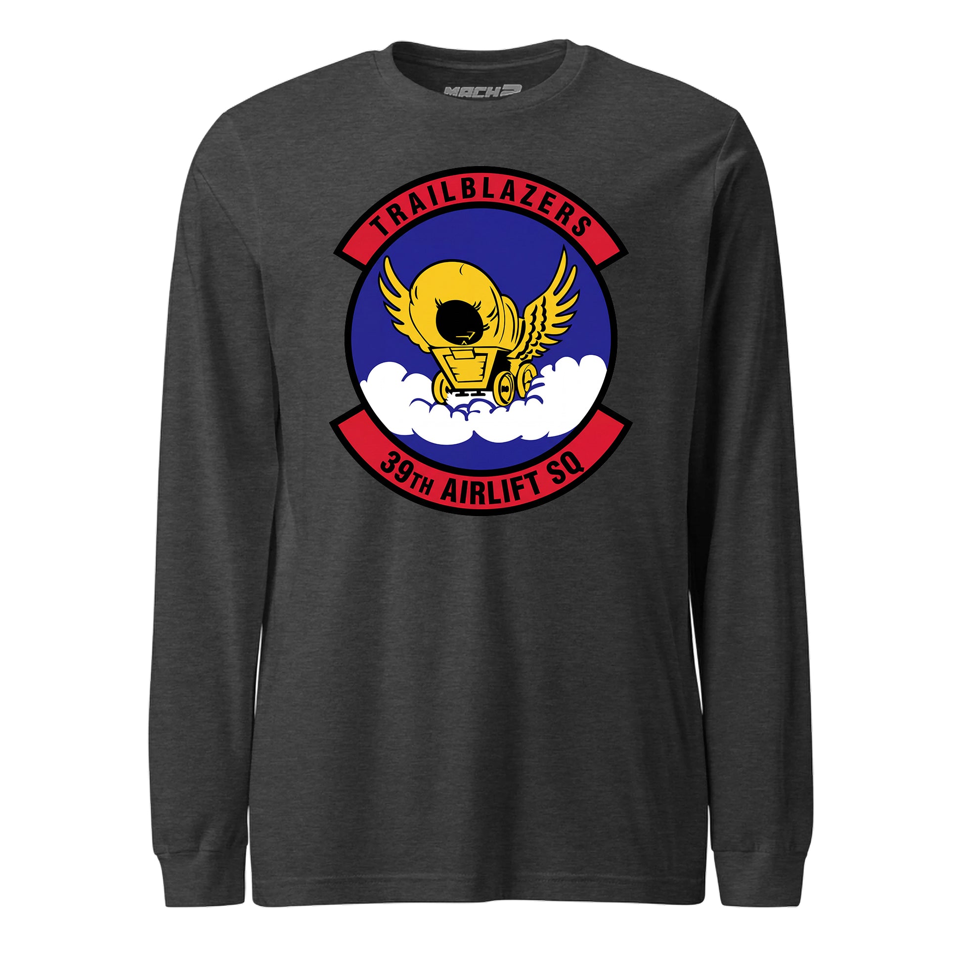 Mach2 Squadron Upload | 39TH AIRLIFT SQUADRON | Long Sleeve | Charcoal Heather | MACH-LONG-SLEEVE-FRONT-CHARCOAL.jpg