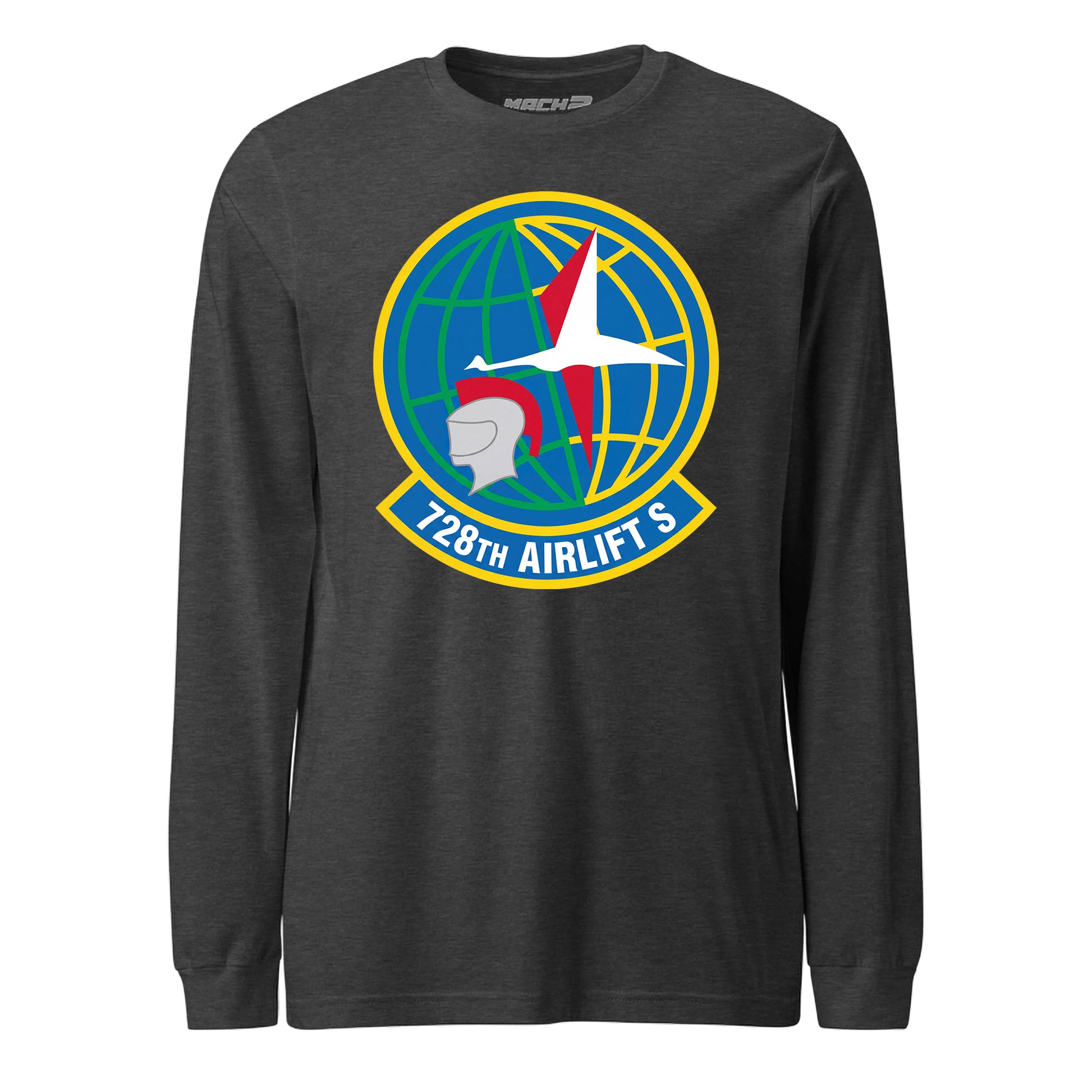 Mach2 Squadron Upload | 728TH AIRLIFT SQUADRON | Long Sleeve | Charcoal Heather | MACH-LONG-SLEEVE-FRONT-CHARCOAL.jpg