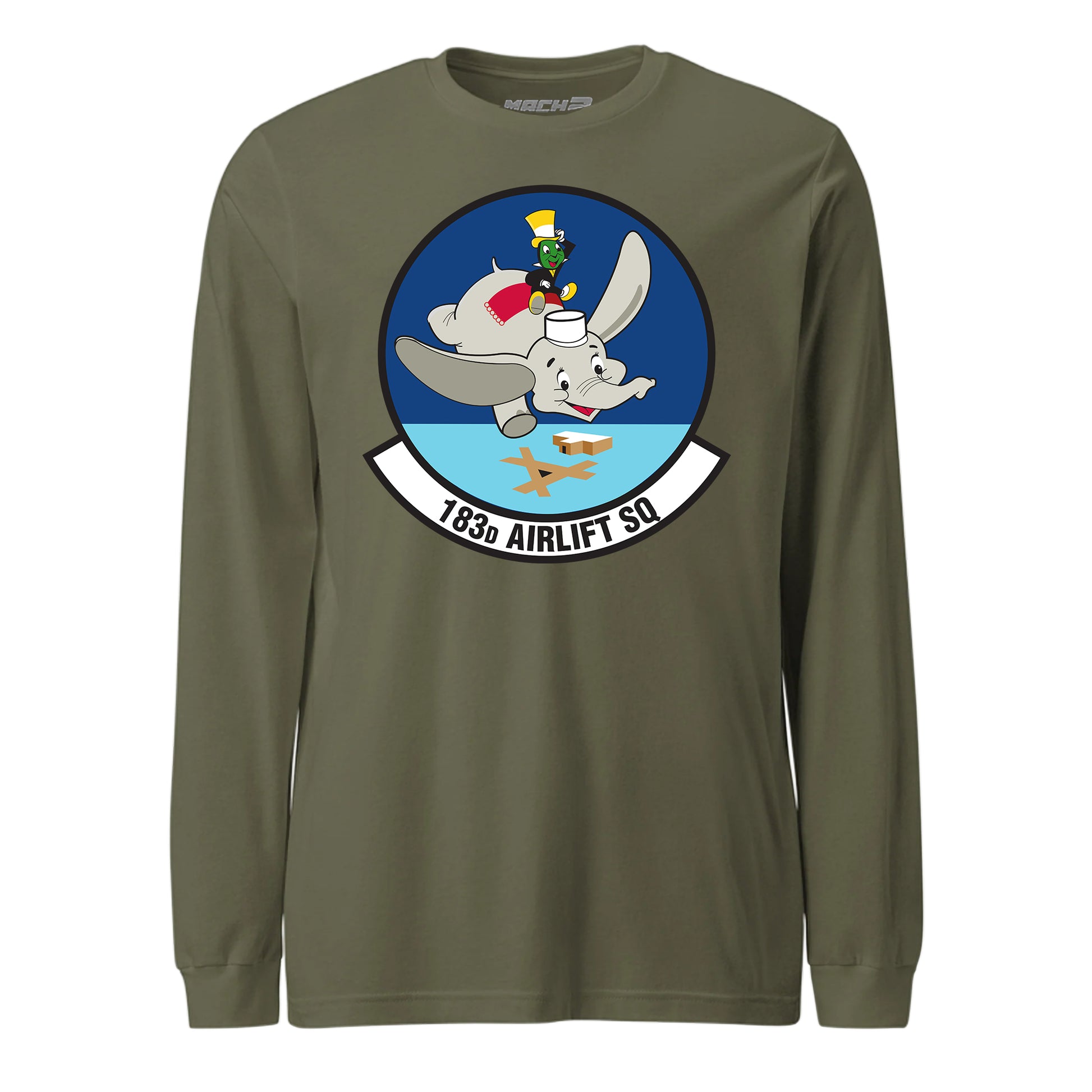 Mach2 Squadron Upload | 183RD AIRLIFT SQUADRON | Long Sleeve | OD Green | MACH-LONG-SLEEVE-FRONT-OD.jpg