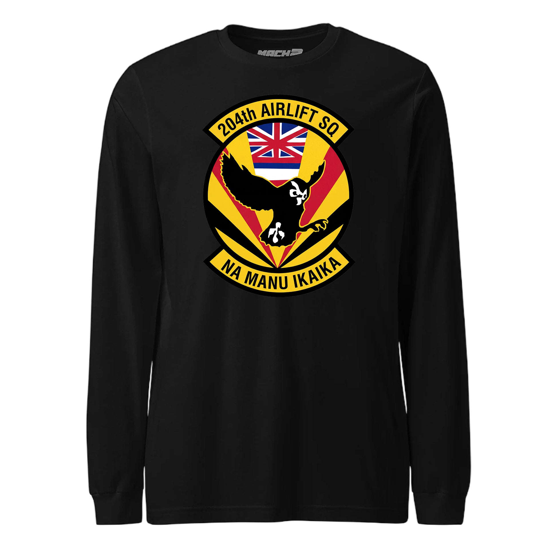 Mach2 Squadron Upload | 204TH AIRLIFT SQUADRON | Long Sleeve | Black | MACH-LONG-SLEEVE-FRONT-BLACK.jpg