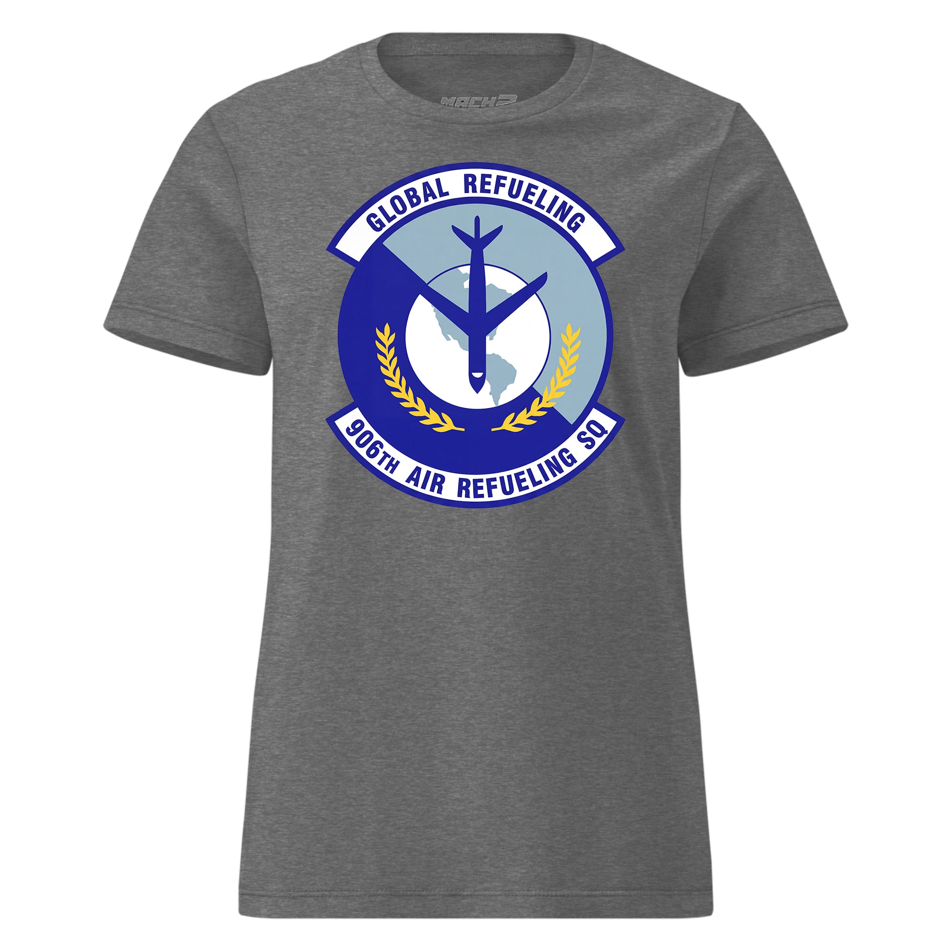 Mach2 Squadron Upload | 906TH AIR REFUELING SQUADRON | Womens | Charcoal Heather | MACH-WOMENS-FRONT-CHARCOAL.jpg