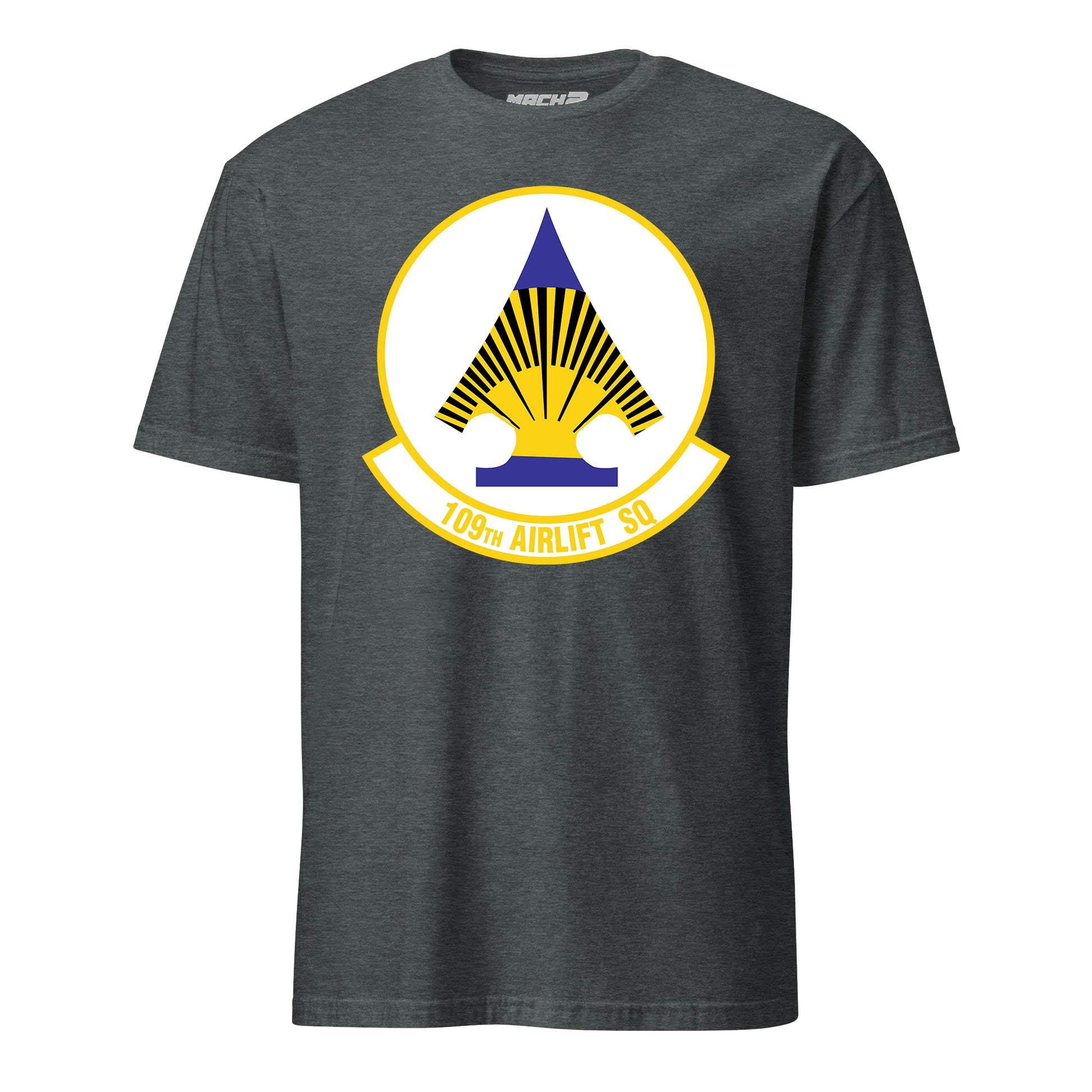 Mach2 Squadron Upload | 109TH AIRLIFT SQUADRON | T-Shirt | Charcoal Heather | MACH-SHORT-SLEEVE-FRONT-CHARCOAL.jpg