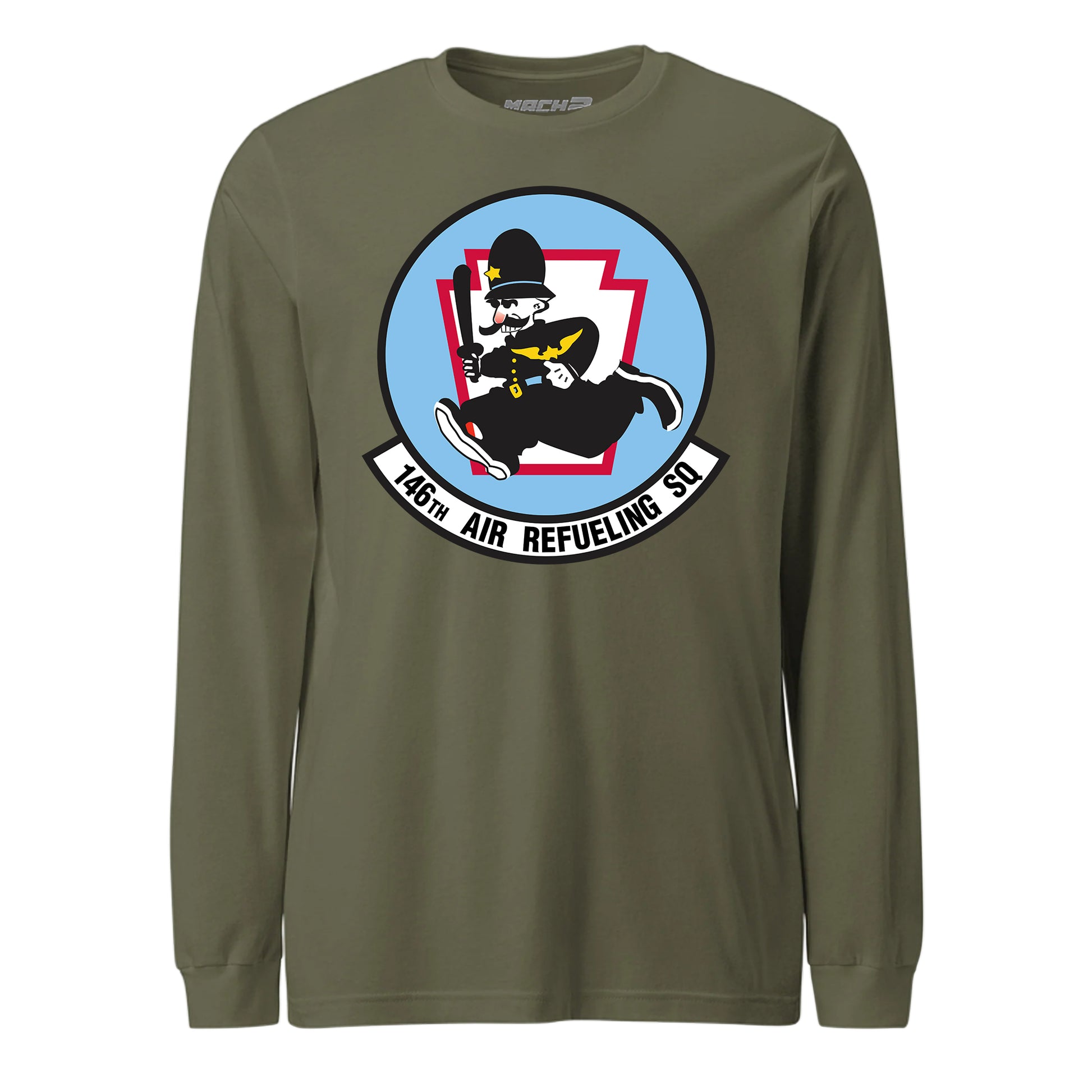 Mach2 Squadron Upload | 146TH AIR REFUELING SQUADRON | Long Sleeve | OD Green | MACH-LONG-SLEEVE-FRONT-OD.jpg