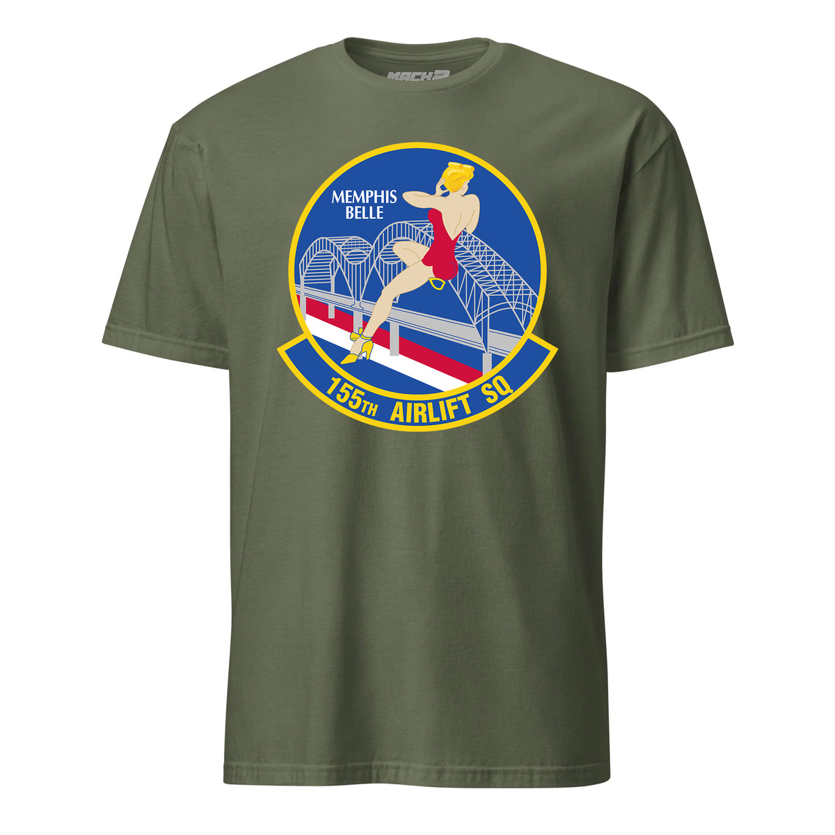 Mach2 Squadron Upload | 155TH AIRLIFT SQUADRON | T-Shirt | OD Green | MACH-SHORT-SLEEVE-FRONT-OD.jpg