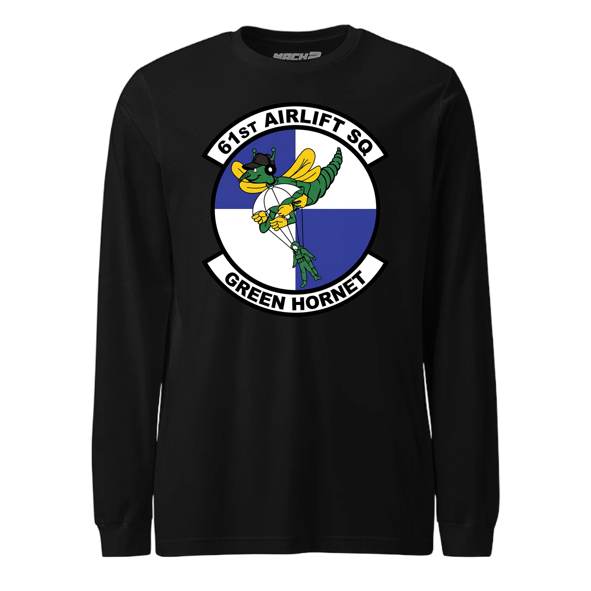 Mach2 Squadron Upload | 61ST AIRLIFT SQUADRON | Long Sleeve | Black | MACH-LONG-SLEEVE-FRONT-BLACK.jpg