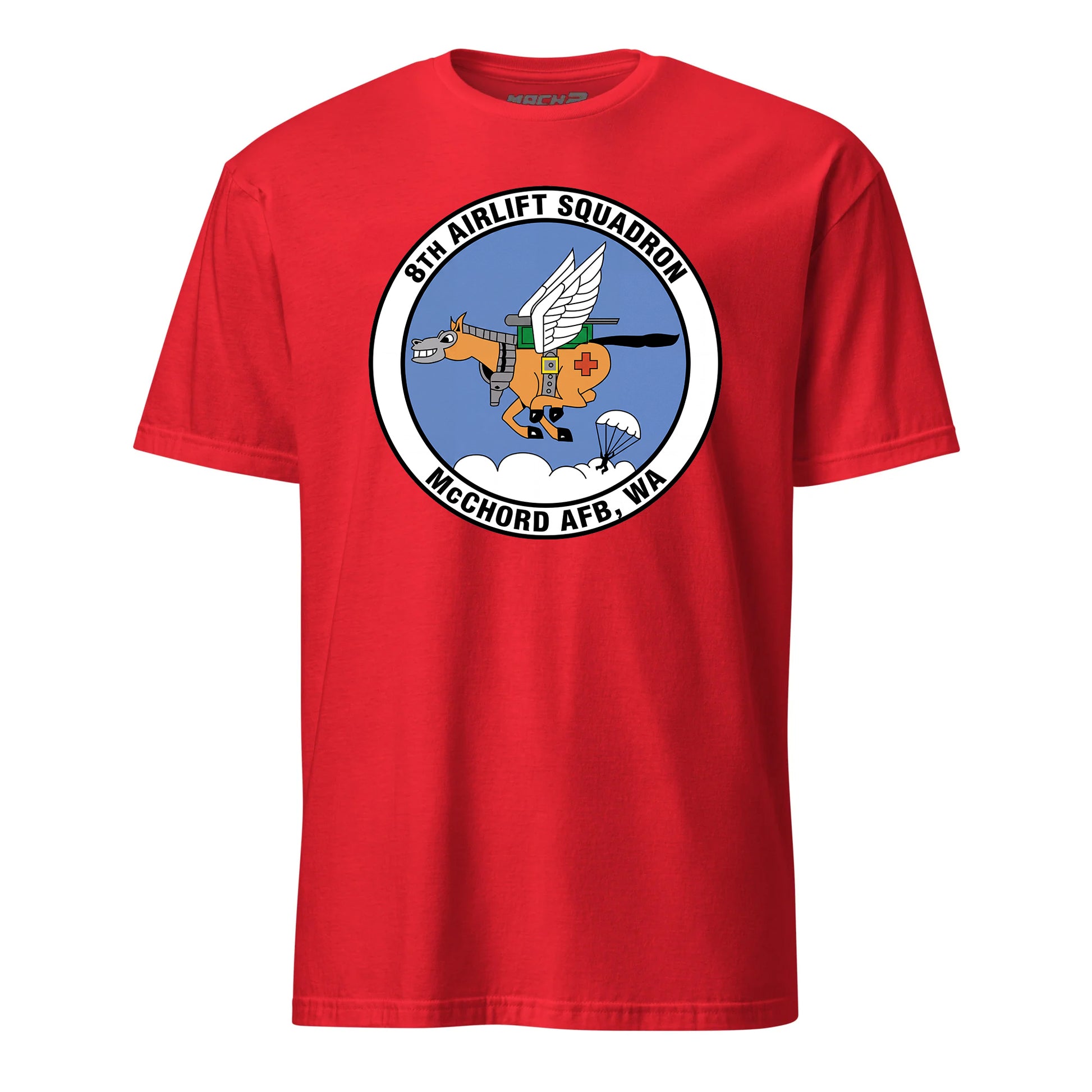 Mach2 Squadron Upload | 8TH AIRLIFT SQUADRON | T-Shirt | Red | MACH-SHORT-SLEEVE-FRONT-RED.jpg