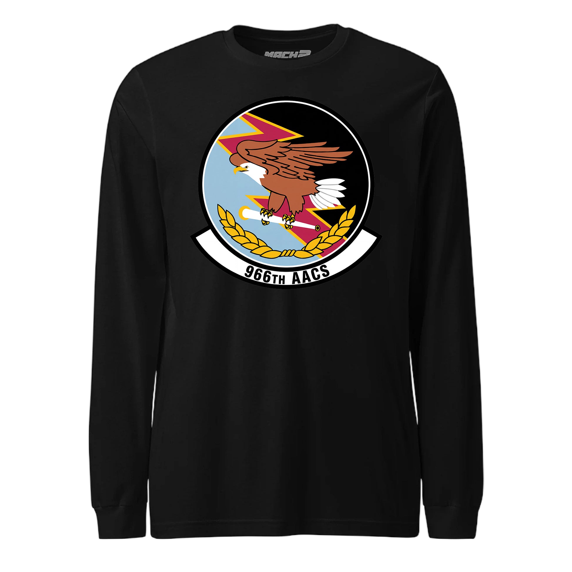 Mach2 Squadron Upload | 966TH AIRBORNE AIR CONTROL SQUADRON | Long Sleeve | Black | MACH-LONG-SLEEVE-FRONT-BLACK.jpg