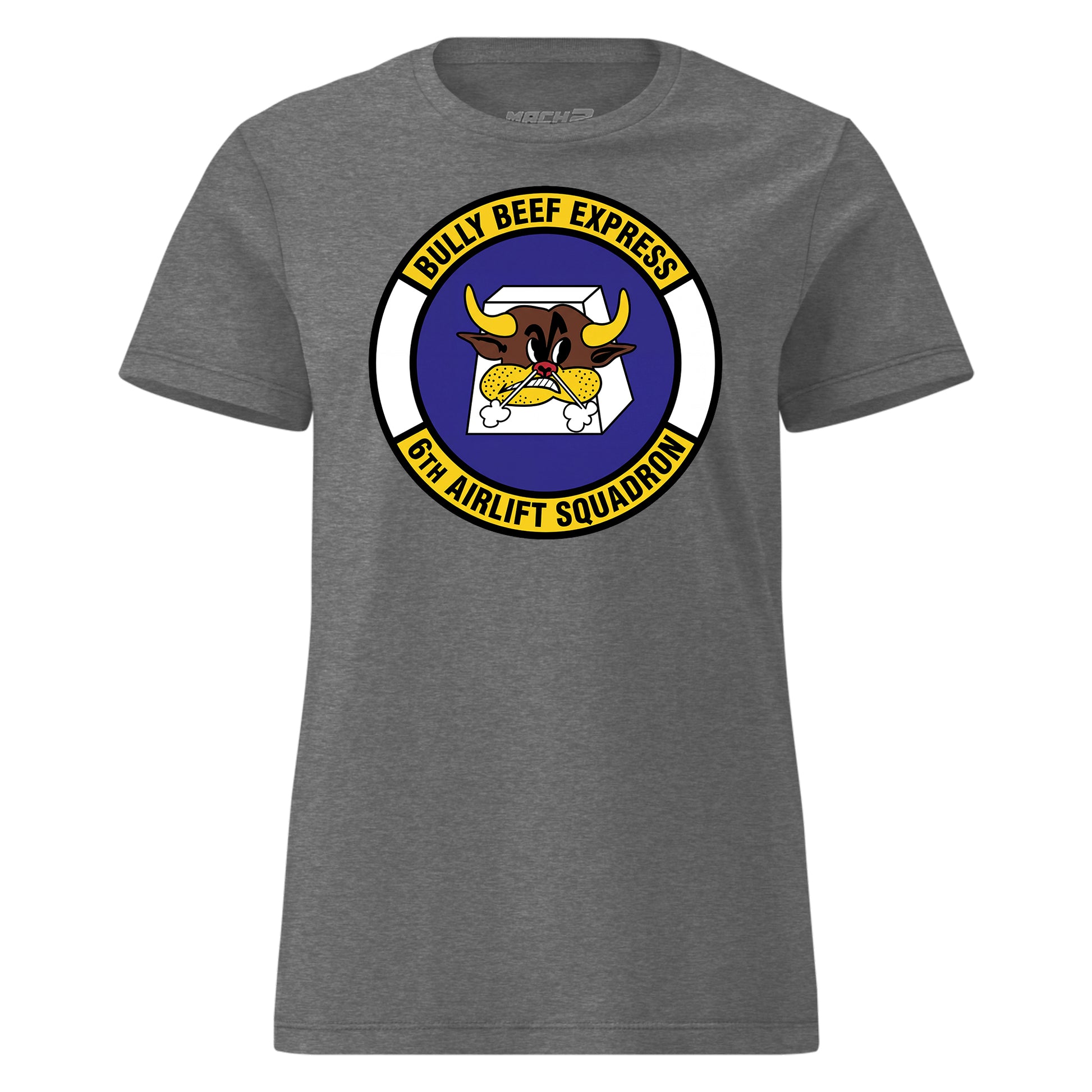 Mach2 Squadron Upload | 6TH AIRLIFT SQUADRON | Womens | Charcoal Heather | MACH-WOMENS-FRONT-CHARCOAL.jpg