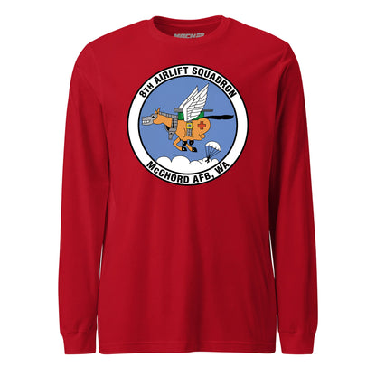 Mach2 Squadron Upload | 8TH AIRLIFT SQUADRON | Long Sleeve | Red | MACH-LONG-SLEEVE-FRONT-RED.jpg