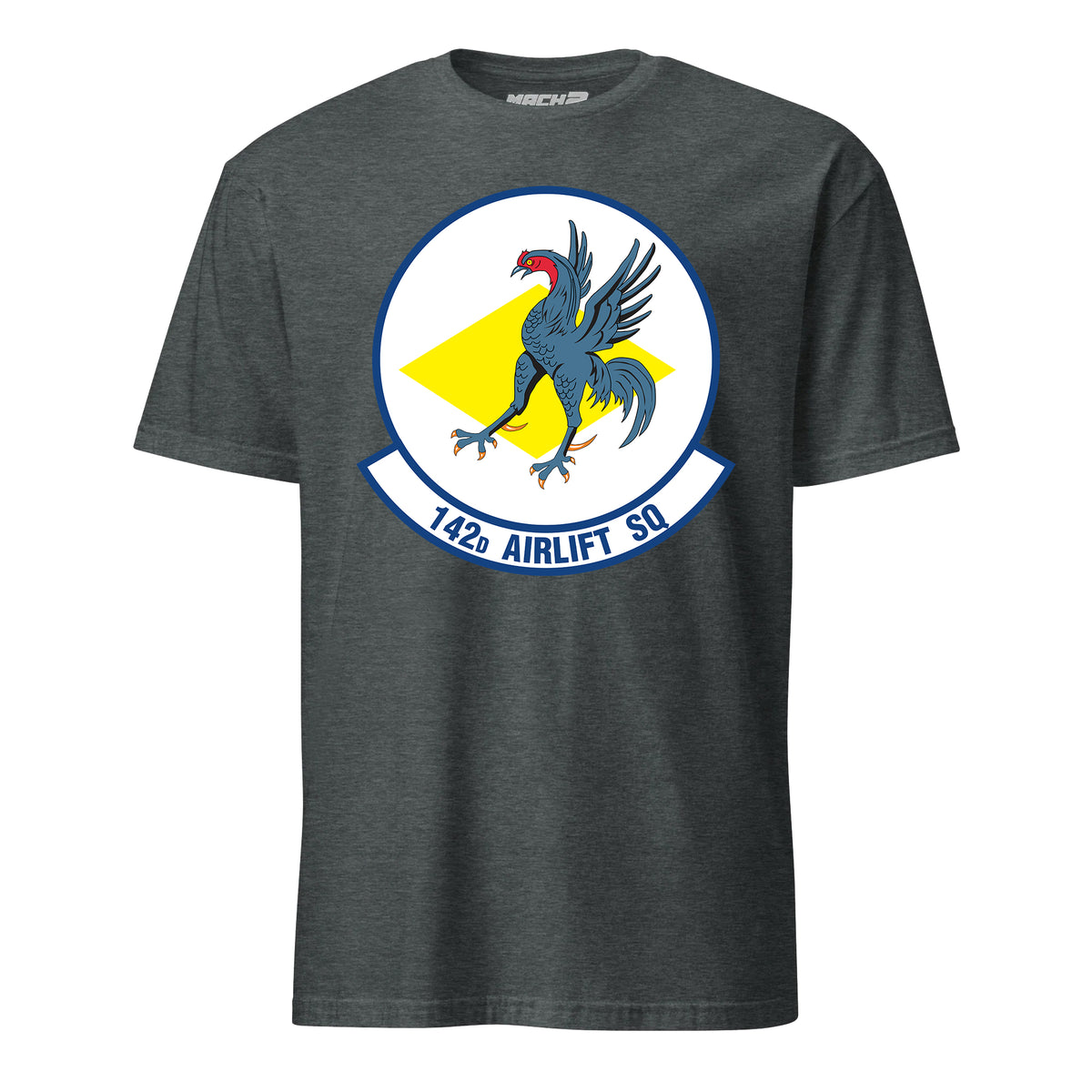 Mach2 Squadron Upload | 142ND AIRLIFT SQUADRON | T-Shirt | Charcoal Heather | MACH-SHORT-SLEEVE-FRONT-CHARCOAL.jpg