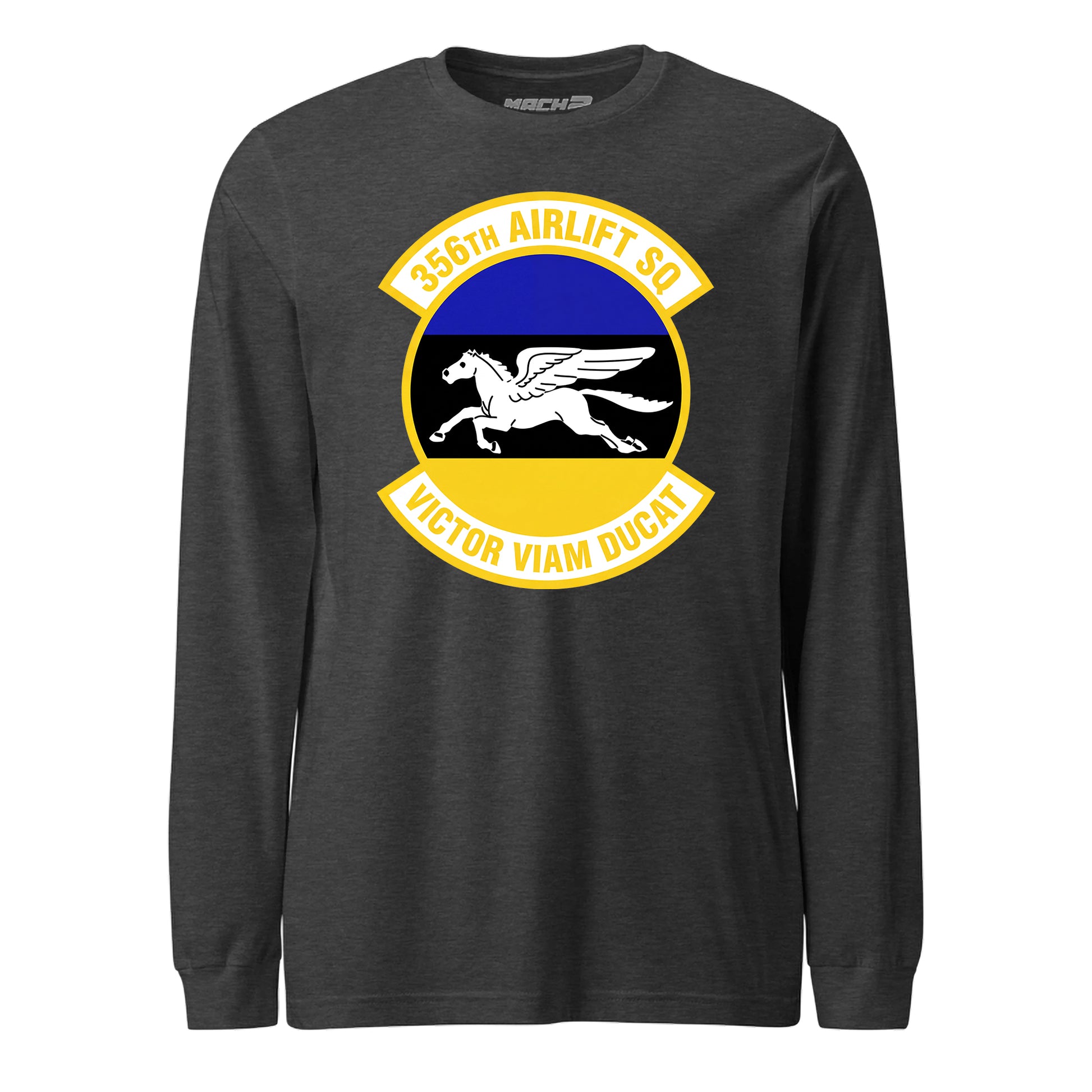 Mach2 Squadron Upload | 356TH AIRLIFT SQUADRON | Long Sleeve | Charcoal Heather | MACH-LONG-SLEEVE-FRONT-CHARCOAL.jpg