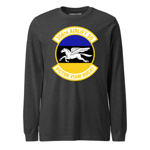 Mach2 Squadron Upload | 356TH AIRLIFT SQUADRON | Long Sleeve | Charcoal Heather | MACH-LONG-SLEEVE-FRONT-CHARCOAL.jpg