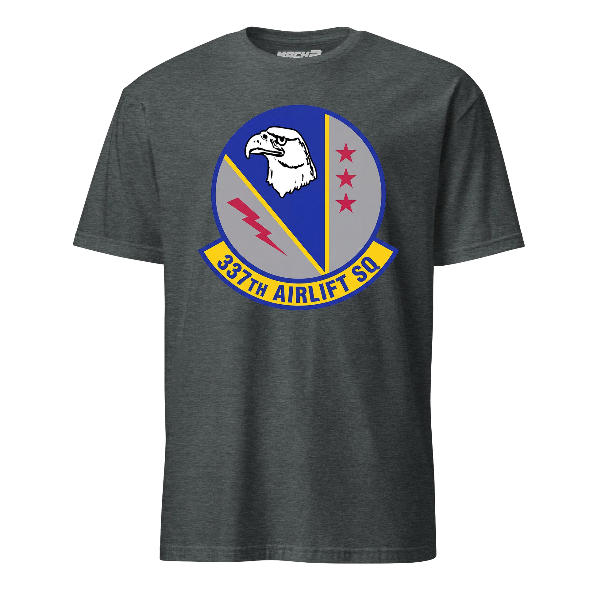 Mach2 Squadron Upload | 337TH AIRLIFT SQUADRON | T-Shirt | Charcoal Heather | MACH-SHORT-SLEEVE-FRONT-CHARCOAL.jpg