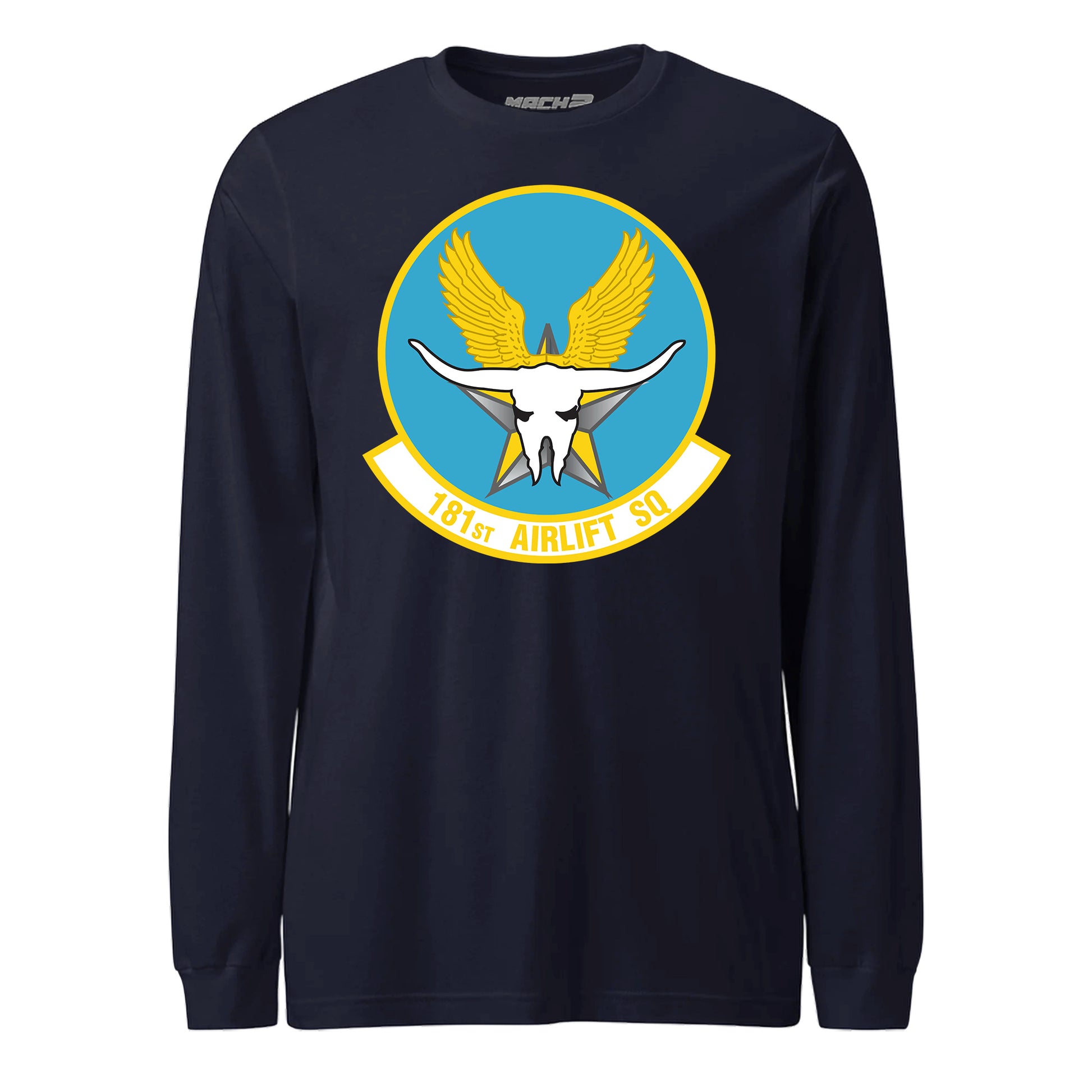 Mach2 Squadron Upload | 181ST AIRLIFT SQUADRON | Long Sleeve | Navy | MACH-LONG-SLEEVE-FRONT-NAVY.jpg