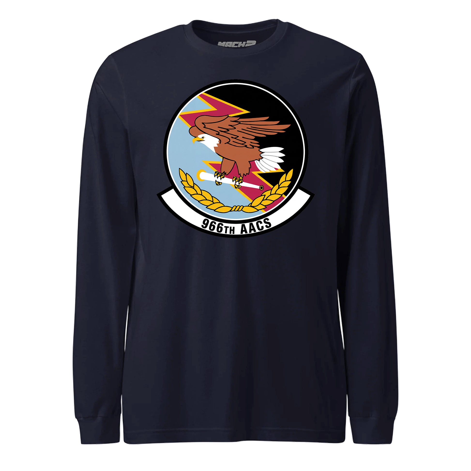 Mach2 Squadron Upload | 966TH AIRBORNE AIR CONTROL SQUADRON | Long Sleeve | Navy | MACH-LONG-SLEEVE-FRONT-NAVY.jpg