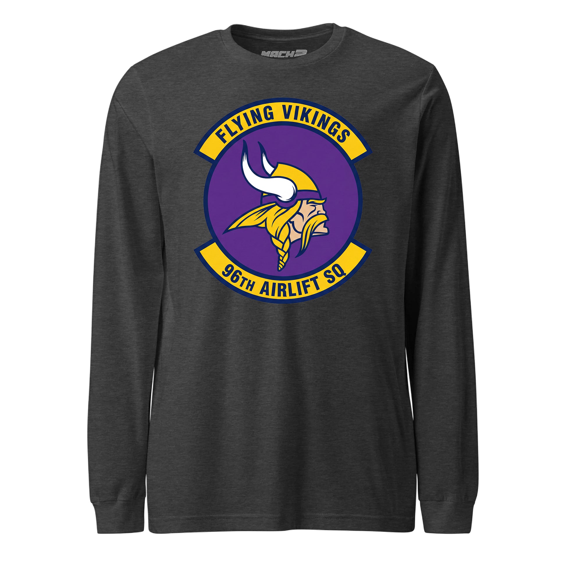 Mach2 Squadron Upload | 96TH AIRLIFT SQUADRON | Long Sleeve | Charcoal Heather | MACH-LONG-SLEEVE-FRONT-CHARCOAL.jpg