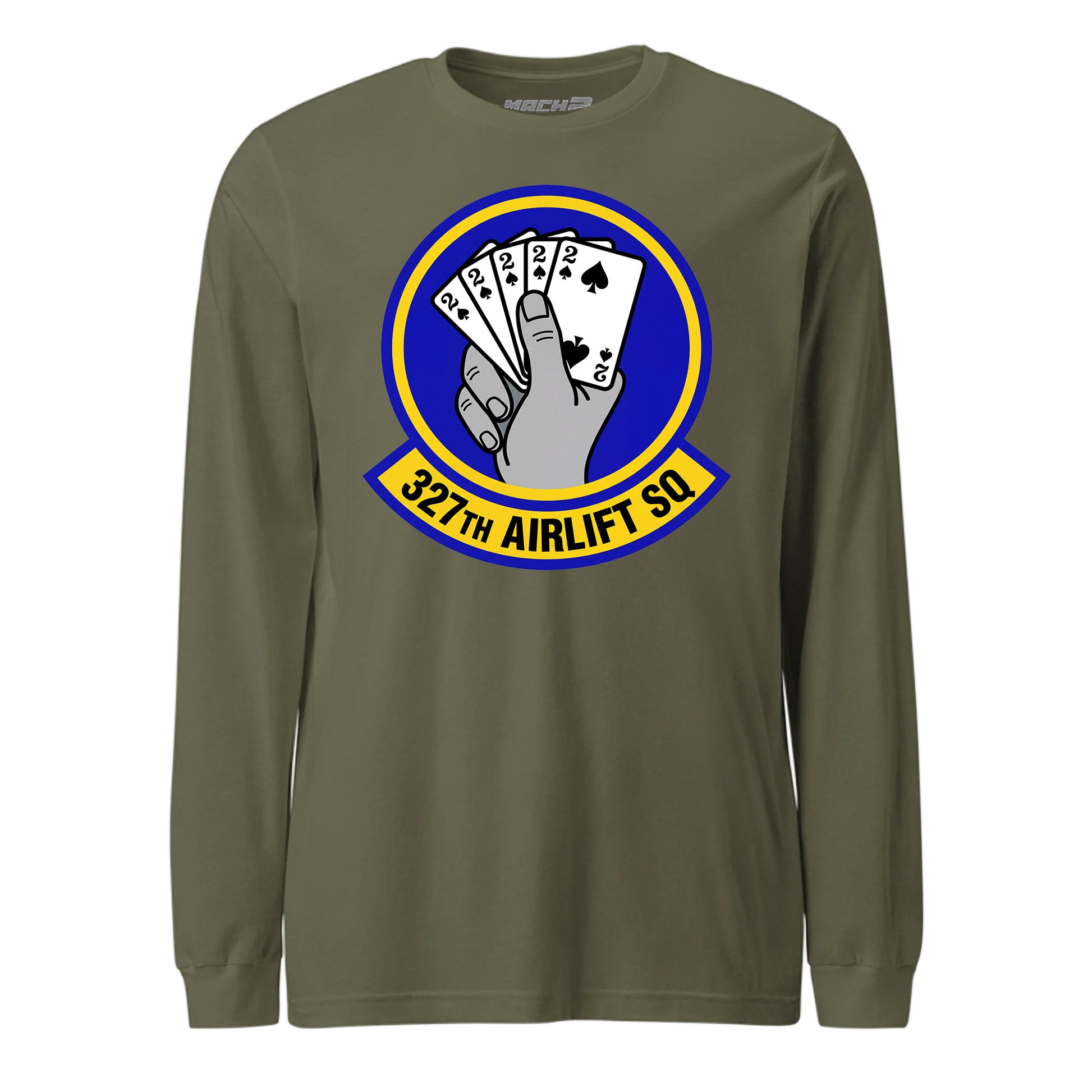 Mach2 Squadron Upload | 327TH AIRLIFT SQUADRON | Long Sleeve | OD Green | MACH-LONG-SLEEVE-FRONT-OD.jpg