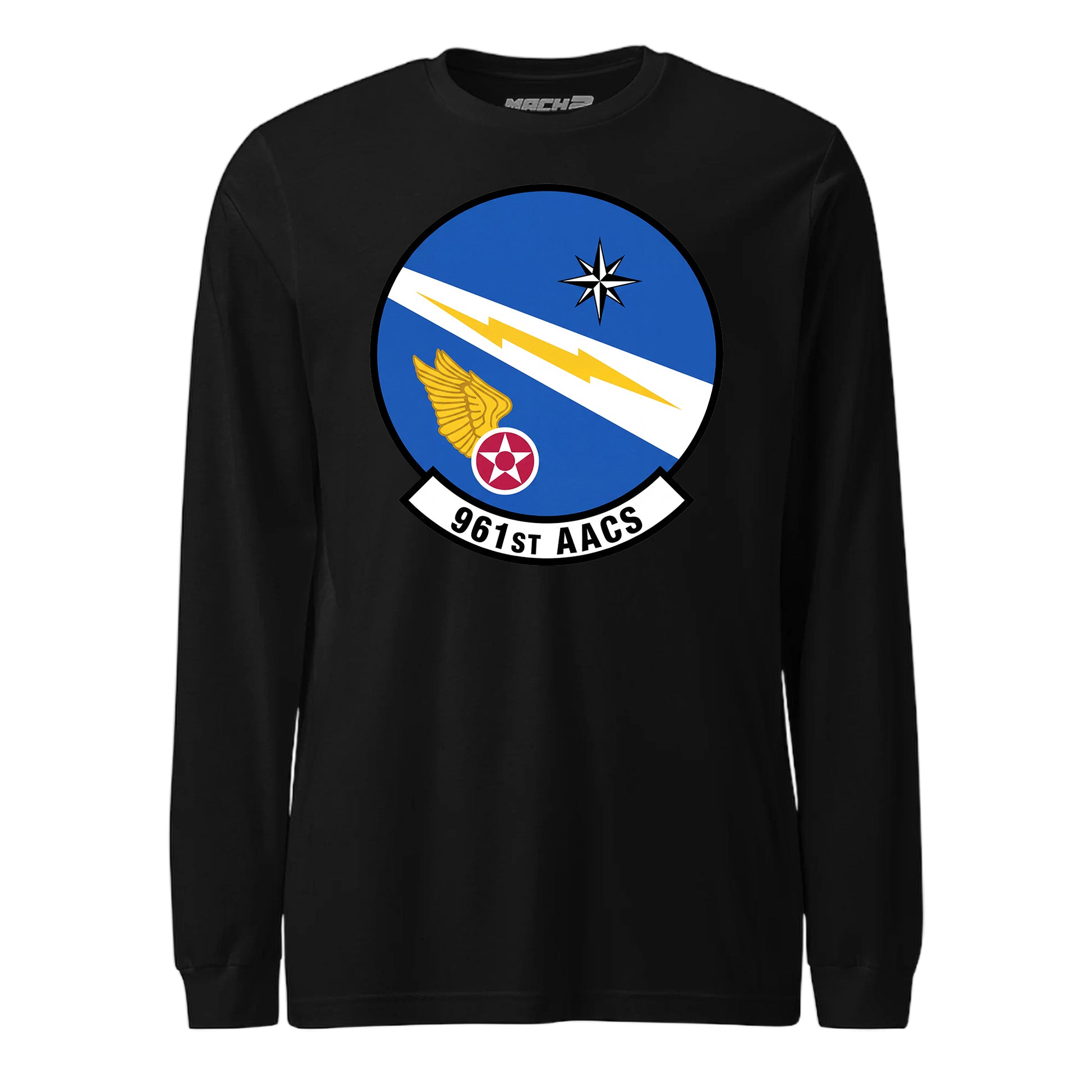 Mach2 Squadron Upload | 961ST AIRBORNE AIR CONTROL SQUADRON | Long Sleeve | Black | MACH-LONG-SLEEVE-FRONT-BLACK.jpg