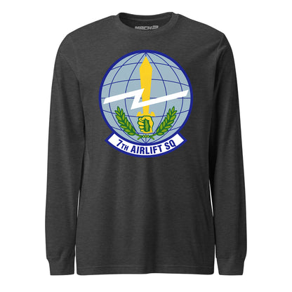 Mach2 Squadron Upload | 7TH AIRLIFT SQUADRON | Long Sleeve | Charcoal Heather | MACH-LONG-SLEEVE-FRONT-CHARCOAL.jpg