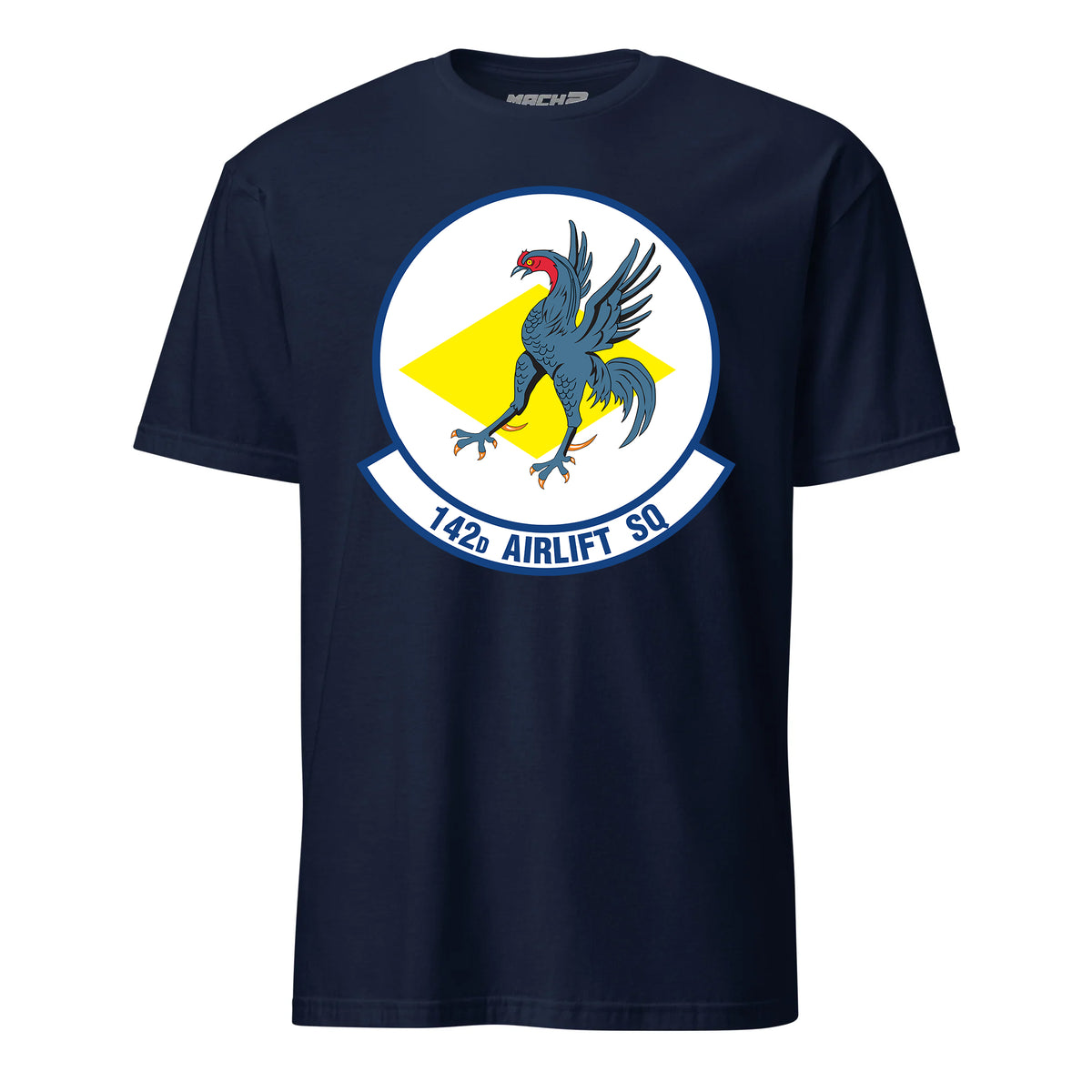 Mach2 Squadron Upload | 142ND AIRLIFT SQUADRON | T-Shirt | Navy | MACH-SHORT-SLEEVE-FRONT-NAVY.jpg
