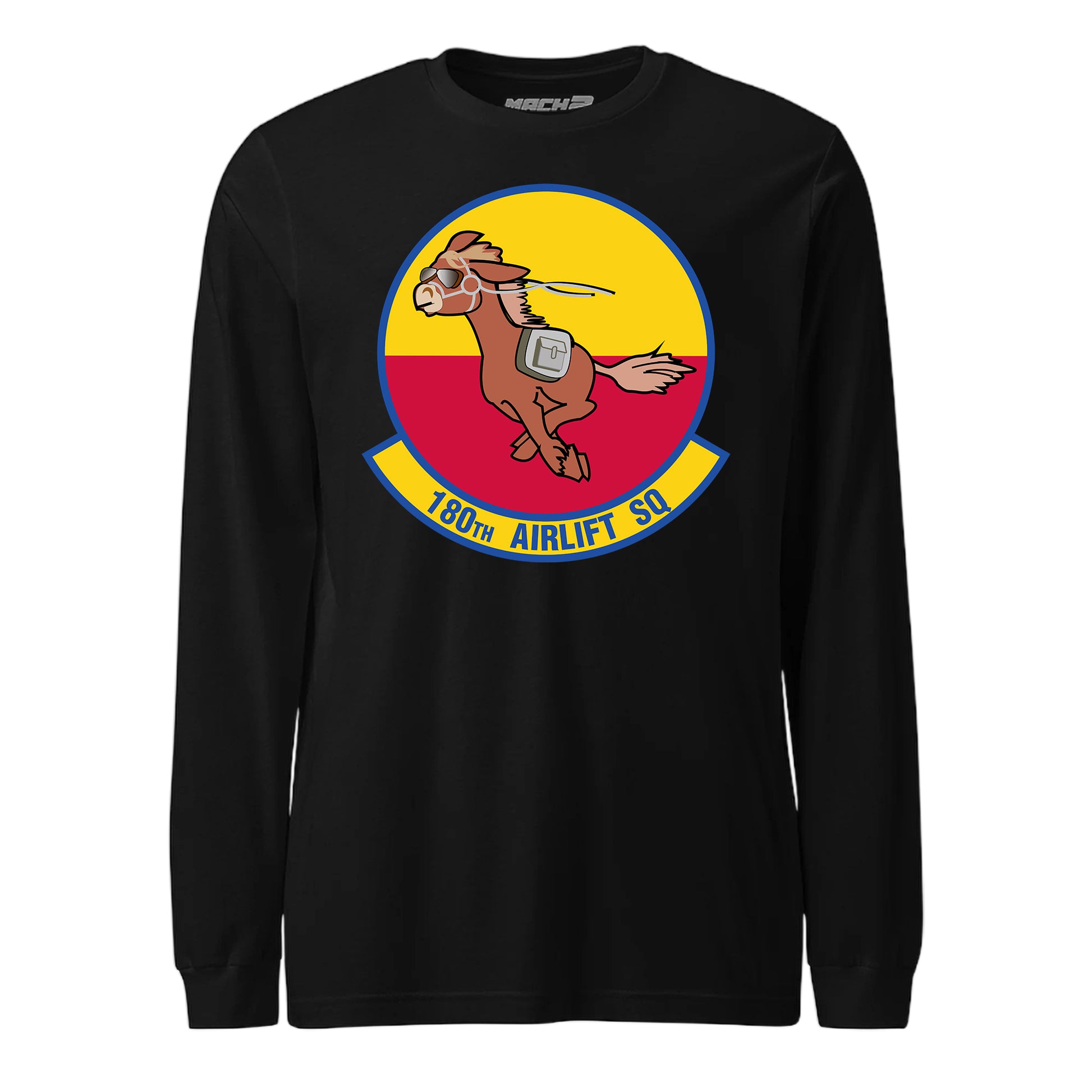Mach2 Squadron Upload | 180TH AIRLIFT SQUADRON | Long Sleeve | Black | MACH-LONG-SLEEVE-FRONT-BLACK.jpg