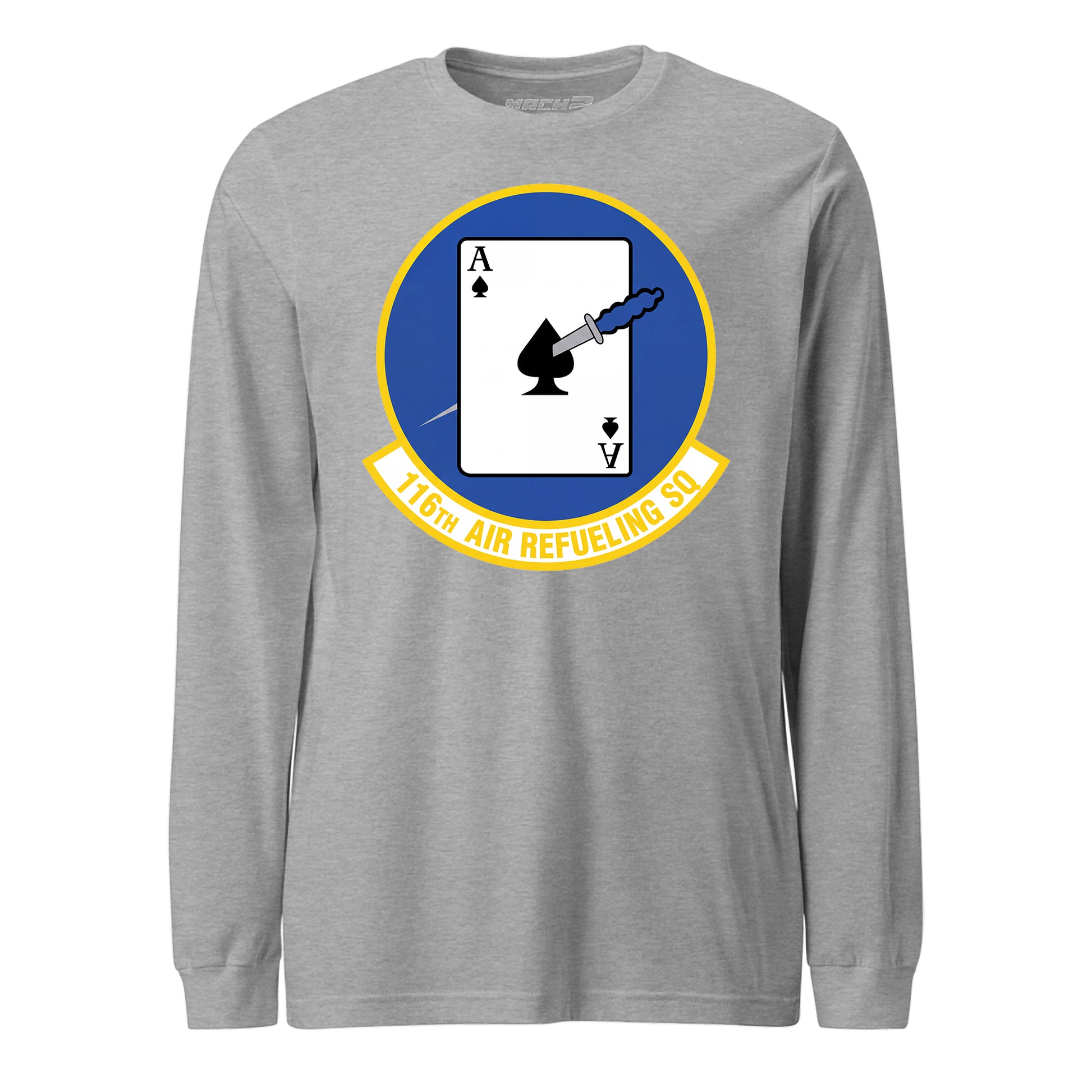 Mach2 Squadron Upload | 116TH AIR REFUELING SQUADRON | Long Sleeve | Heather Grey | MACH-LONG-SLEEVE-FRONT-GREY.jpg