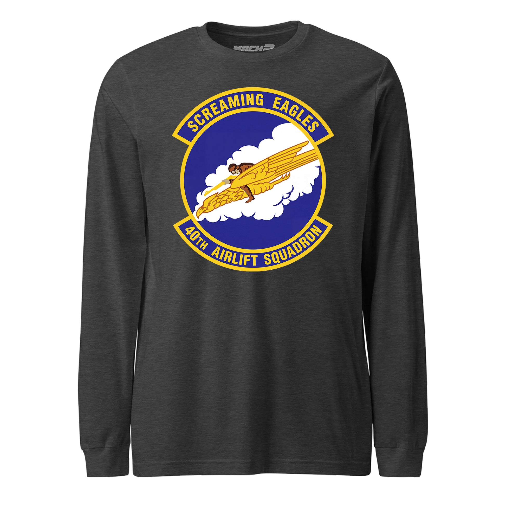 Mach2 Squadron Upload | 40TH AIRLIFT SQUADRON | Long Sleeve | Charcoal Heather | MACH-LONG-SLEEVE-FRONT-CHARCOAL.jpg