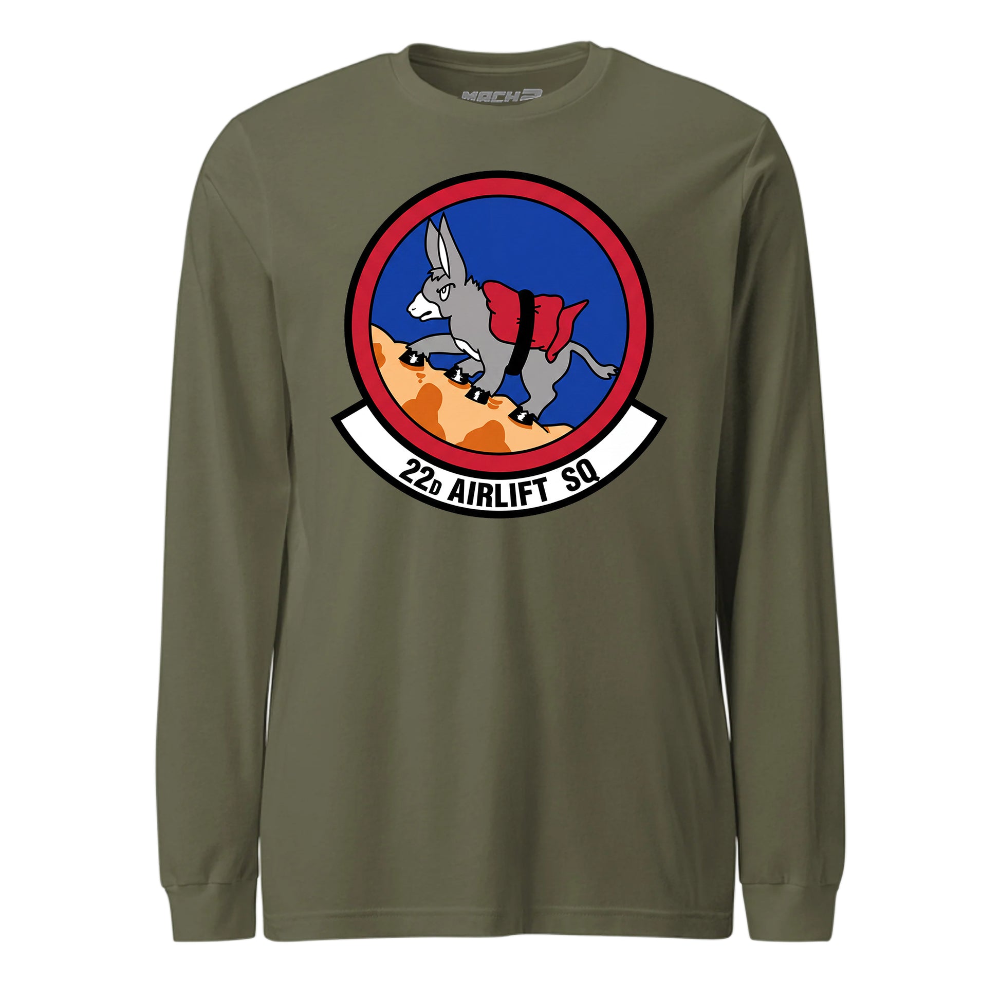 Mach2 Squadron Upload | 22ND AIRLIFT SQUADRON | Long Sleeve | OD Green | MACH-LONG-SLEEVE-FRONT-OD.jpg
