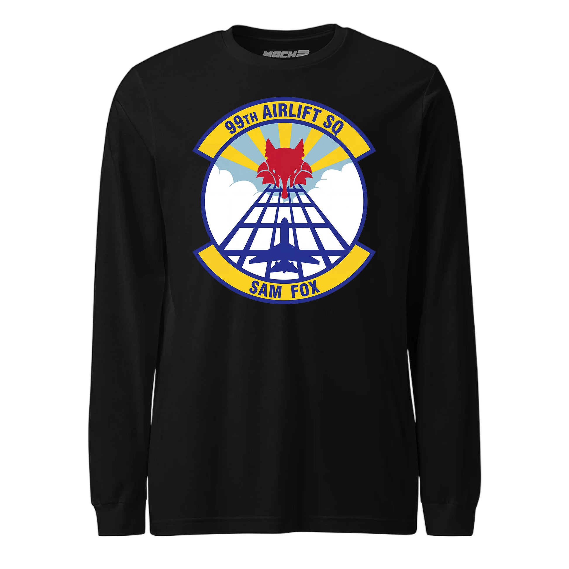 Mach2 Squadron Upload | 99TH AIRLIFT SQUADRON | Long Sleeve | Black | MACH-LONG-SLEEVE-FRONT-BLACK.jpg