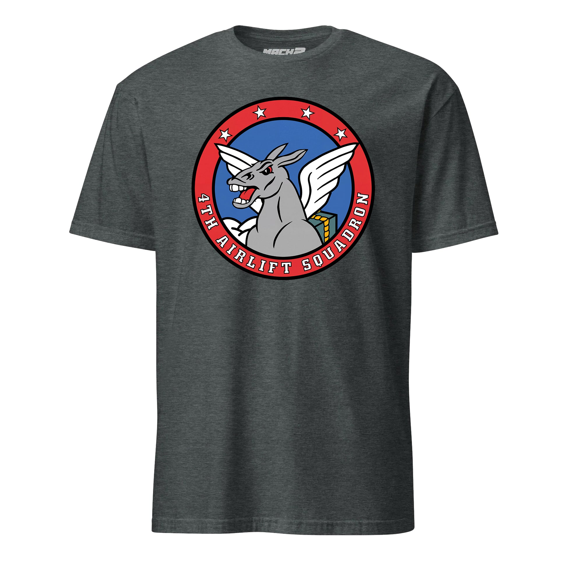Mach2 Squadron Upload | 4TH AIRLIFT SQUADRON | T-Shirt | Charcoal Heather | MACH-SHORT-SLEEVE-FRONT-CHARCOAL.jpg