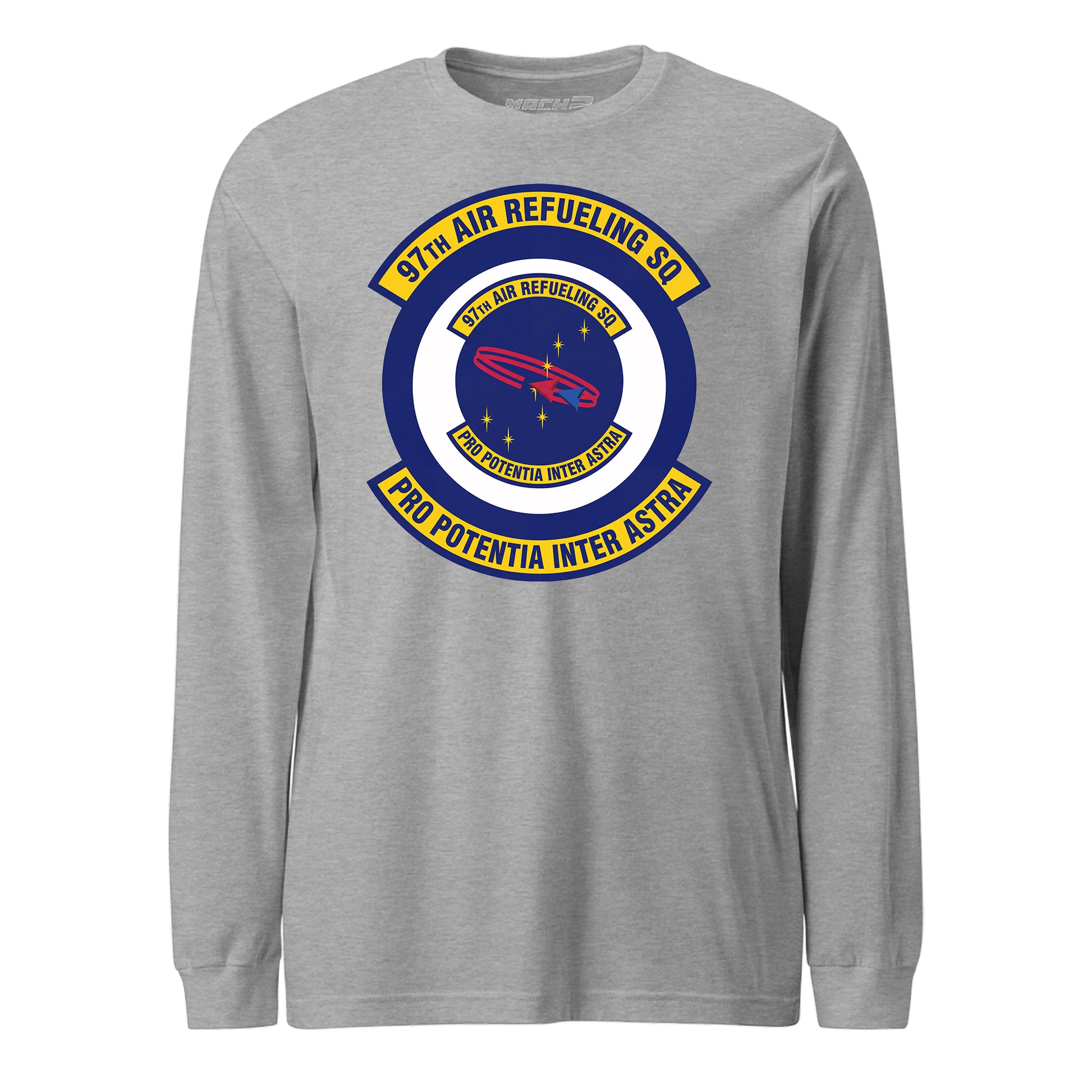 Mach2 Squadron Upload | 97TH AIR REFUELING SQUADRON | Long Sleeve | Heather Grey | MACH-LONG-SLEEVE-FRONT-GREY.jpg