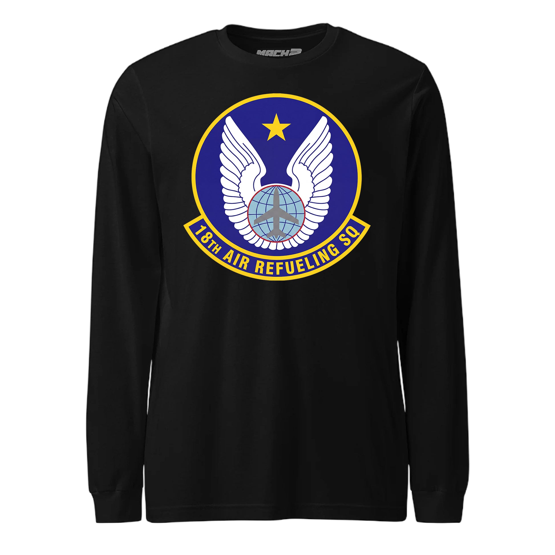 Mach2 Squadron Upload | 18TH AIR REFUELING SQUADRON | Long Sleeve | Black | MACH-LONG-SLEEVE-FRONT-BLACK.jpg