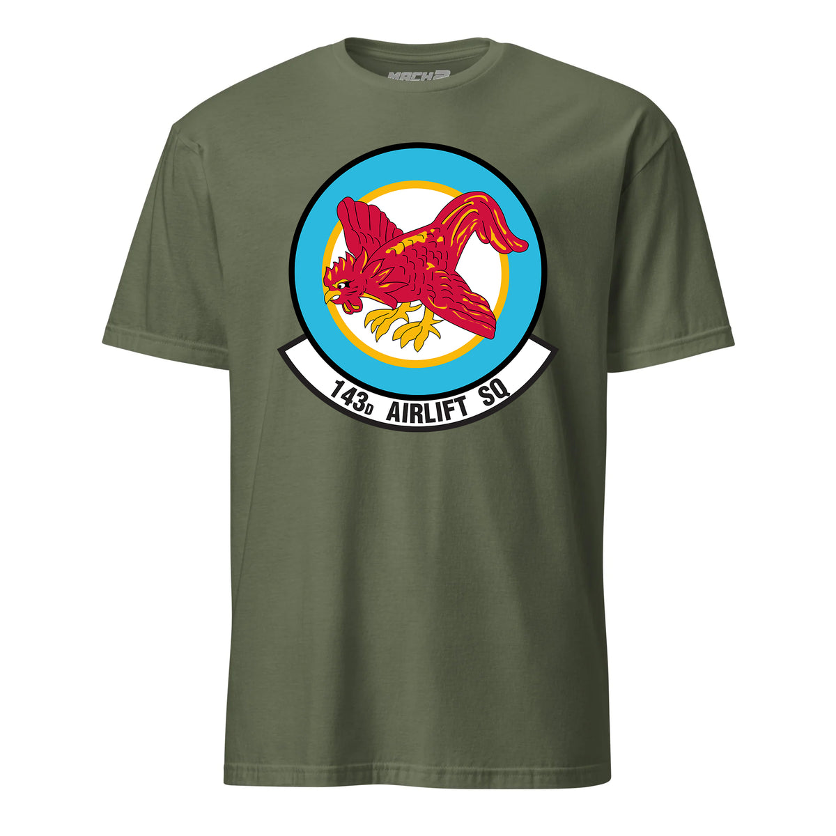 Mach2 Squadron Upload | 143RD AIRLIFT SQUADRON | T-Shirt | OD Green | MACH-SHORT-SLEEVE-FRONT-OD.jpg