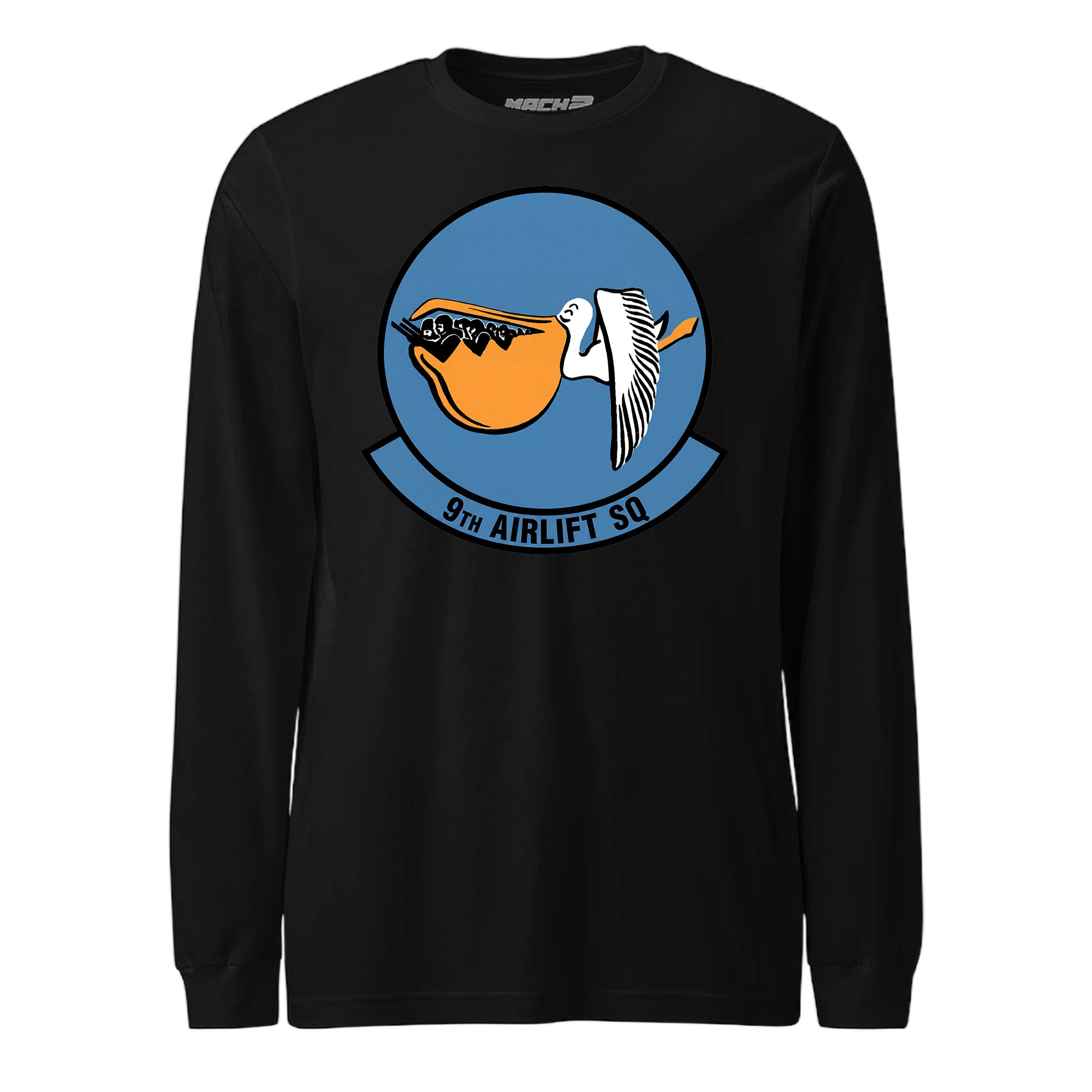Mach2 Squadron Upload | 9TH AIRLIFT SQUADRON | Long Sleeve | Black | MACH-LONG-SLEEVE-FRONT-BLACK.jpg