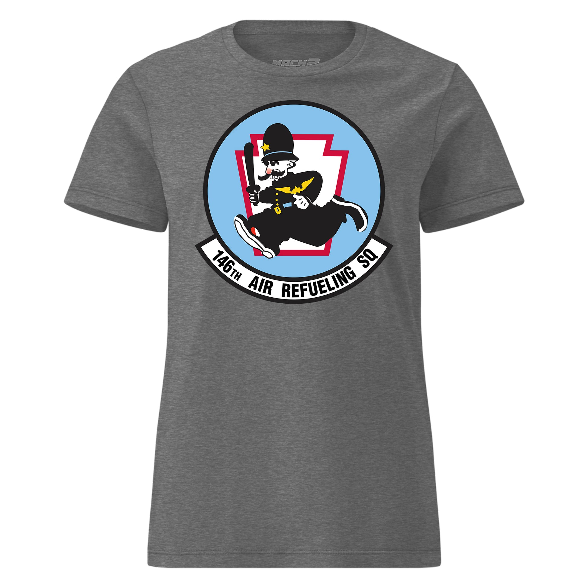 Mach2 Squadron Upload | 146TH AIR REFUELING SQUADRON | Womens | Charcoal Heather | MACH-WOMENS-FRONT-CHARCOAL.jpg