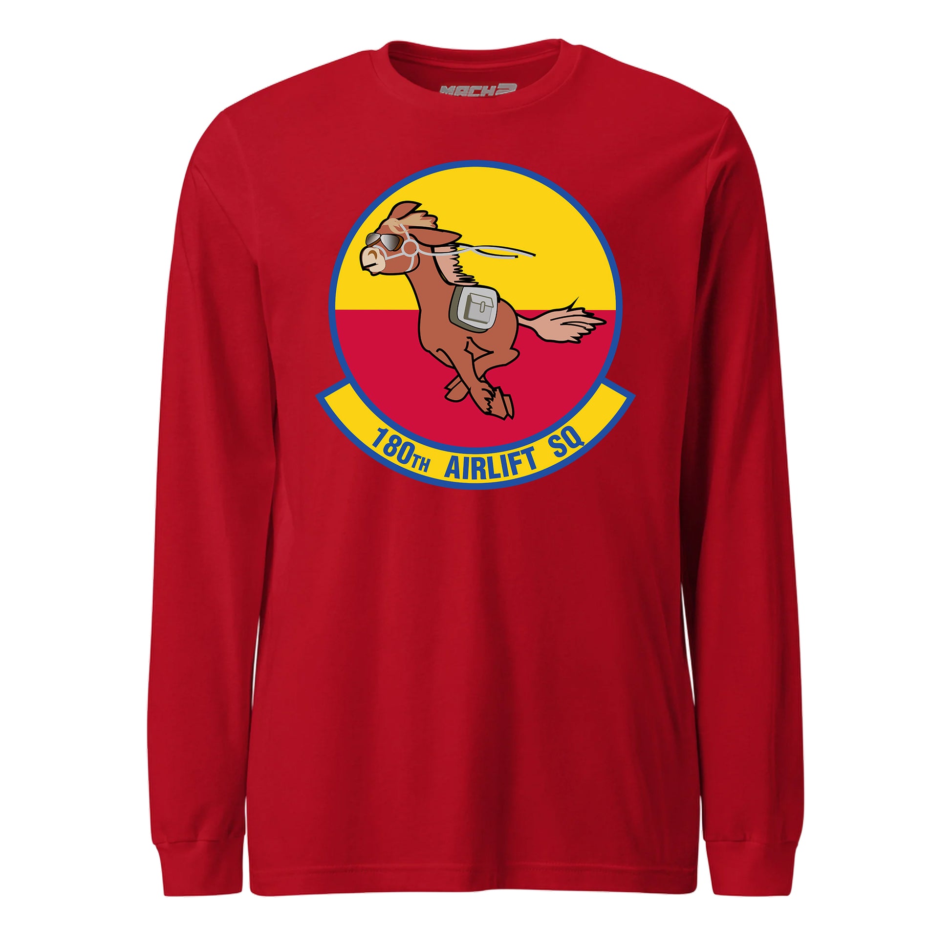Mach2 Squadron Upload | 180TH AIRLIFT SQUADRON | Long Sleeve | Red | MACH-LONG-SLEEVE-FRONT-RED.jpg