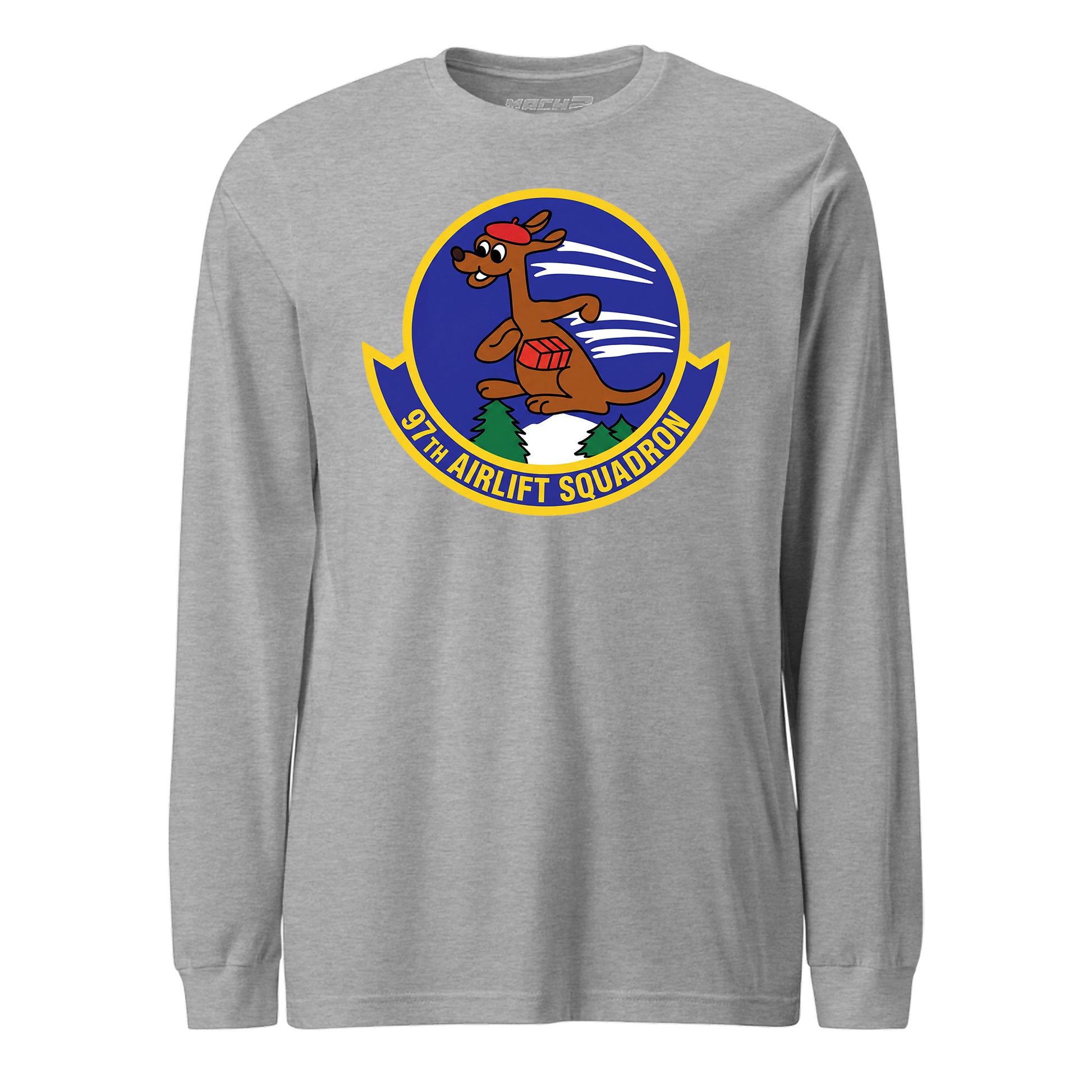 Mach2 Squadron Upload | 97TH AIRLIFT SQUADRON | Long Sleeve | Heather Grey | MACH-LONG-SLEEVE-FRONT-GREY.jpg