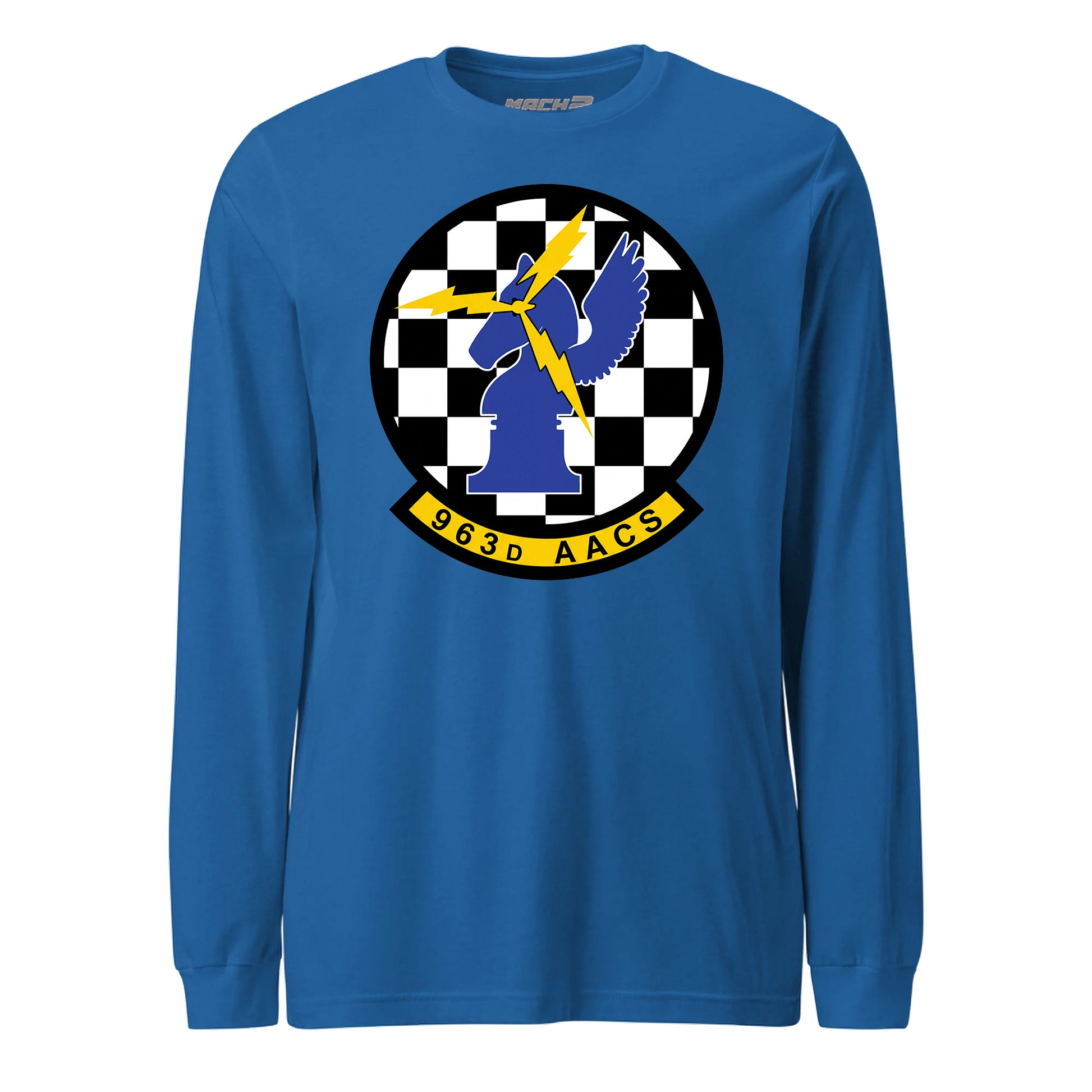 Mach2 Squadron Upload | 963RD AIRBORNE AIR CONTROL SQUADRON | Long Sleeve | Royal | MACH-LONG-SLEEVE-FRONT-ROYAL.jpg