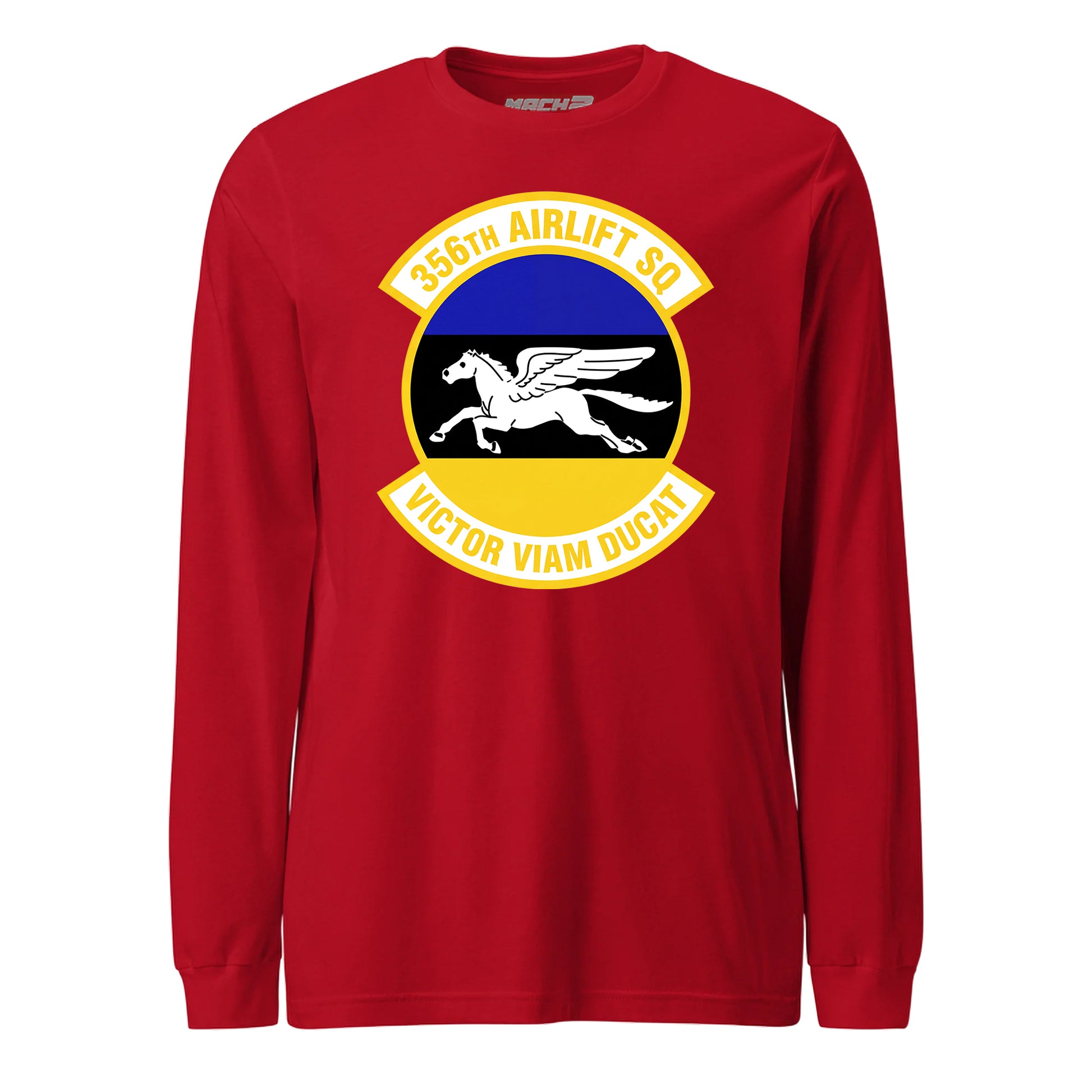 Mach2 Squadron Upload | 356TH AIRLIFT SQUADRON | Long Sleeve | Red | MACH-LONG-SLEEVE-FRONT-RED.jpg