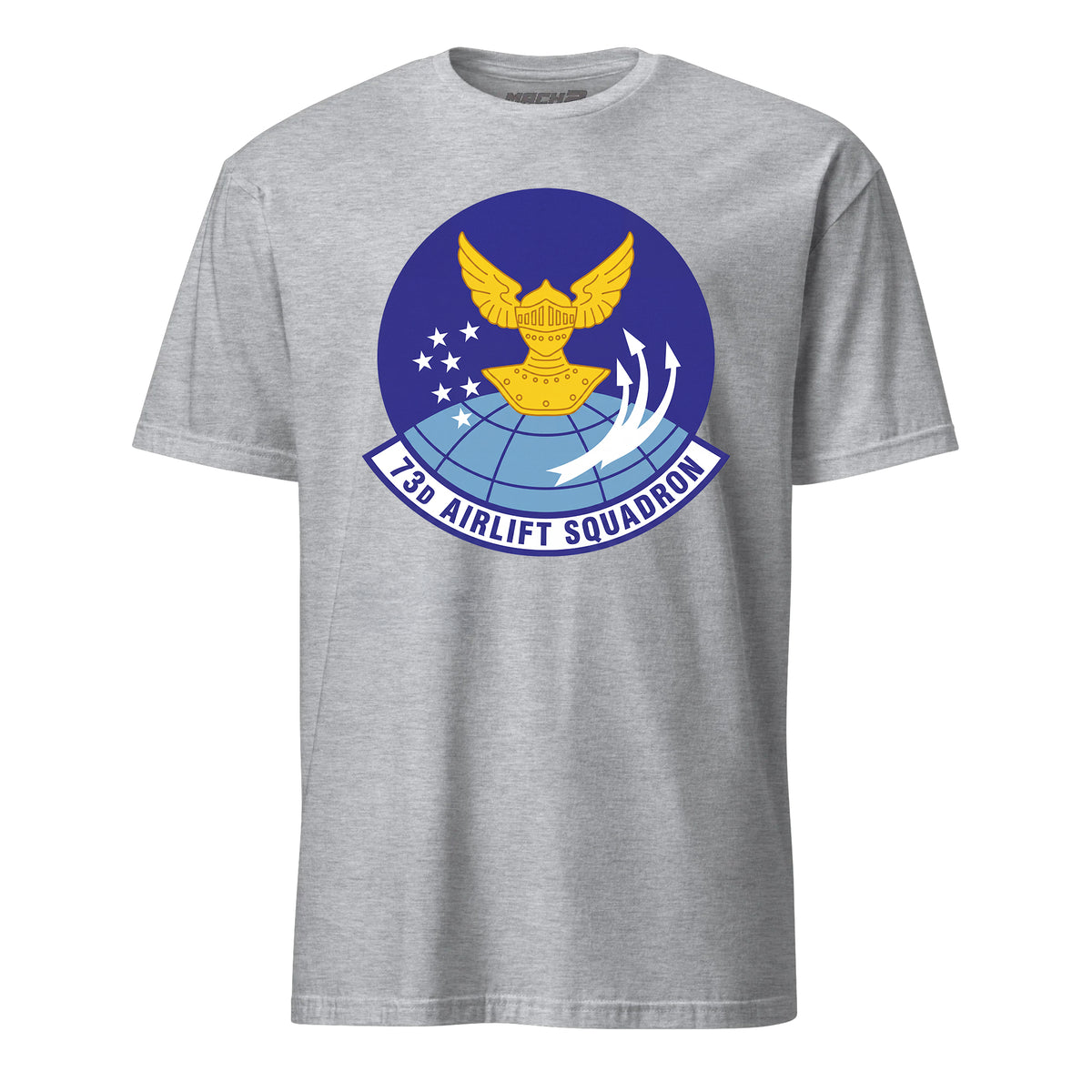 Mach2 Squadron Upload | 73RD AIRLIFT SQUADRON | T-Shirt | Heather Grey | MACH-SHORT-SLEEVE-FRONT-GREY.jpg