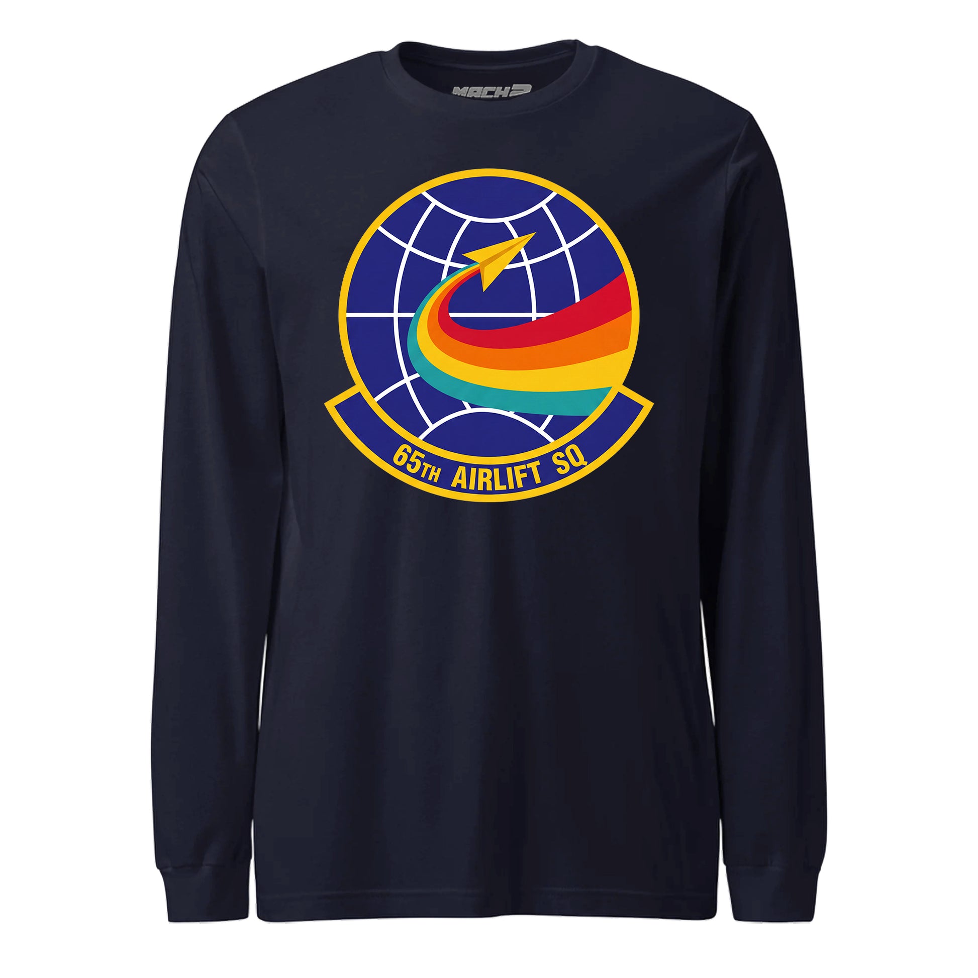 Mach2 Squadron Upload | 65TH AIRLIFT SQUADRON | Long Sleeve | Navy | MACH-LONG-SLEEVE-FRONT-NAVY.jpg