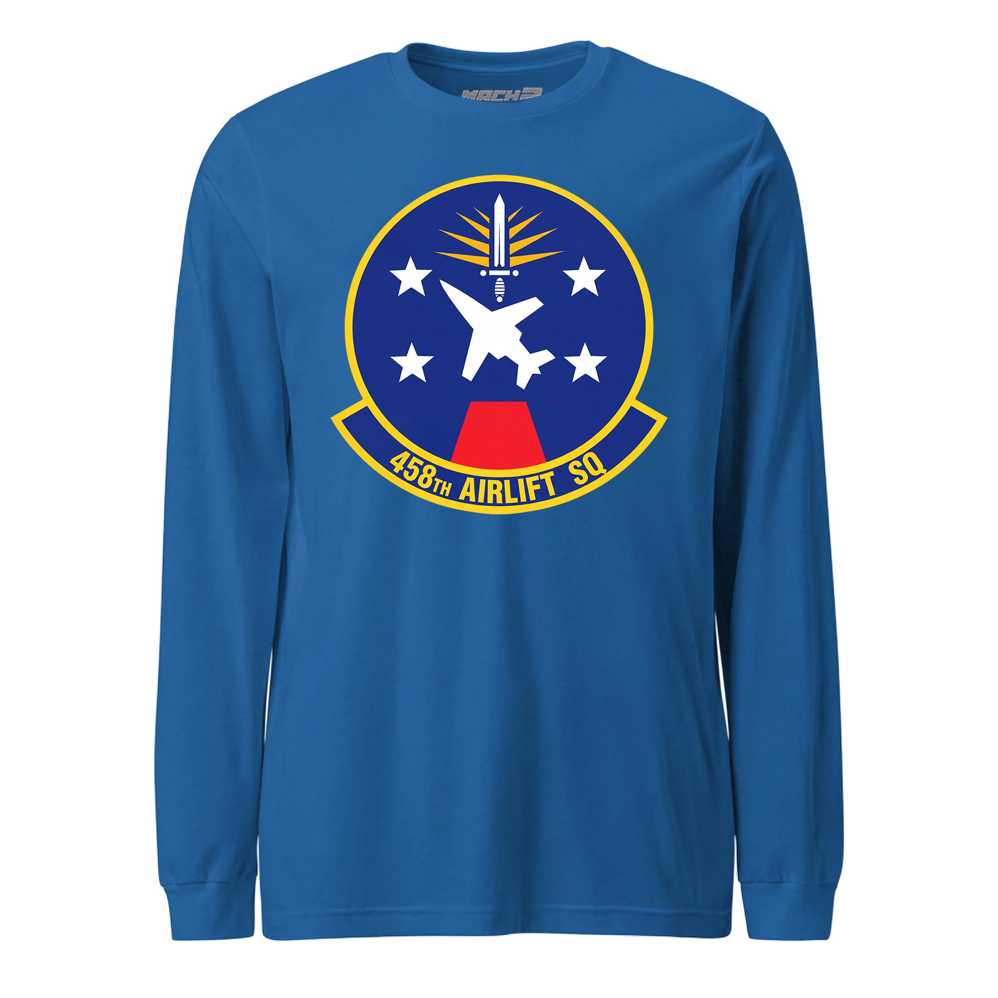Mach2 Squadron Upload | 458TH AIRLIFT SQUADRON | Long Sleeve | Royal | MACH-LONG-SLEEVE-FRONT-ROYAL.jpg