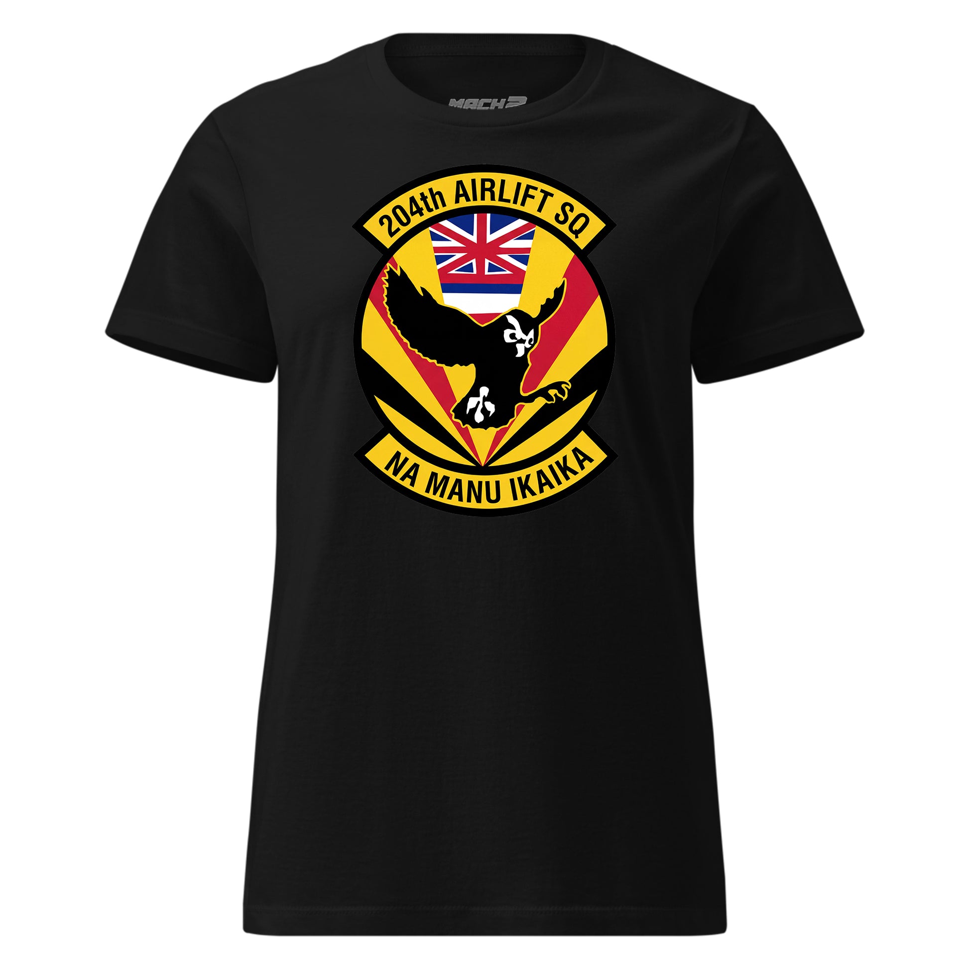 Mach2 Squadron Upload | 204TH AIRLIFT SQUADRON | Womens | Black | MACH-WOMENS-FRONT-BLACK.jpg