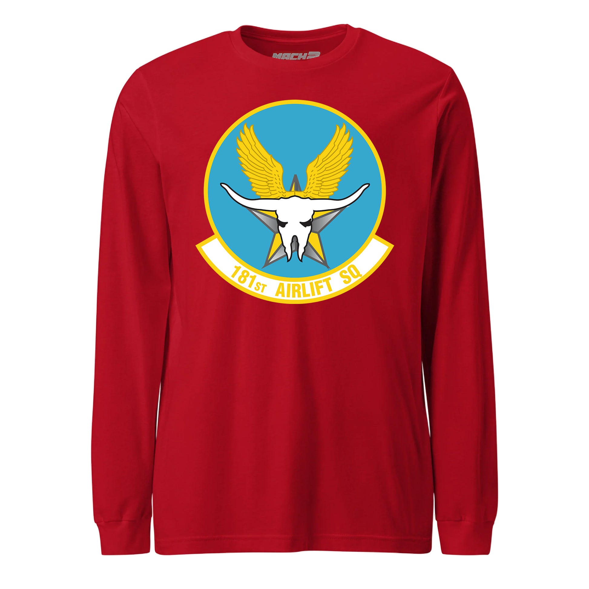 Mach2 Squadron Upload | 181ST AIRLIFT SQUADRON | Long Sleeve | Red | MACH-LONG-SLEEVE-FRONT-RED.jpg