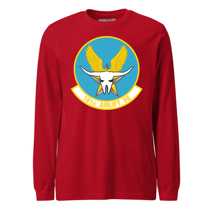 Mach2 Squadron Upload | 181ST AIRLIFT SQUADRON | Long Sleeve | Red | MACH-LONG-SLEEVE-FRONT-RED.jpg