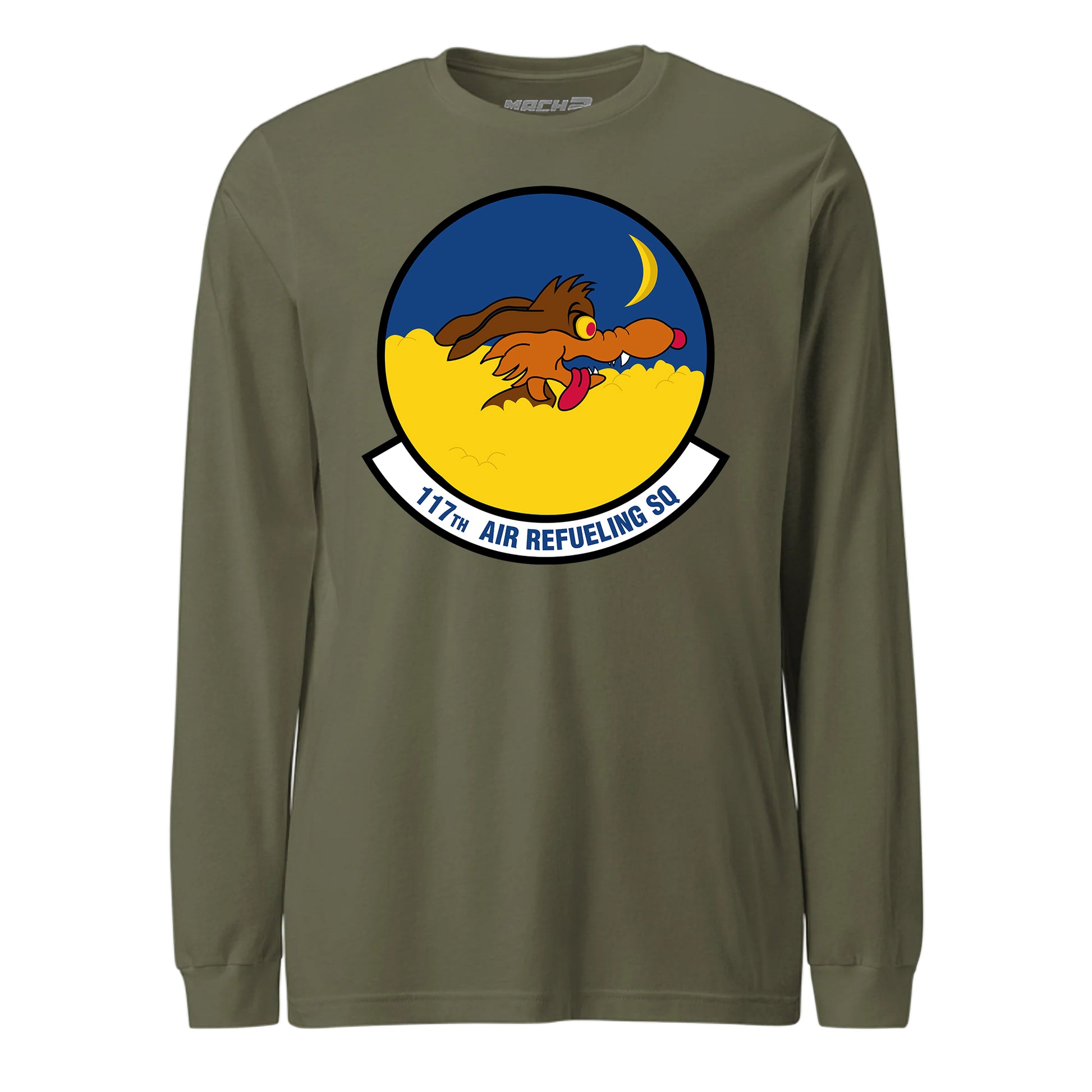 Mach2 Squadron Upload | 117TH AIR REFUELING SQUADRON | Long Sleeve | OD Green | MACH-LONG-SLEEVE-FRONT-OD.jpg