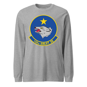 Mach2 Squadron Upload | 144TH AIRLIFT SQUADRON | Long Sleeve | Heather Grey | MACH-LONG-SLEEVE-FRONT-GREY.jpg