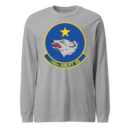 Mach2 Squadron Upload | 144TH AIRLIFT SQUADRON | Long Sleeve | Heather Grey | MACH-LONG-SLEEVE-FRONT-GREY.jpg