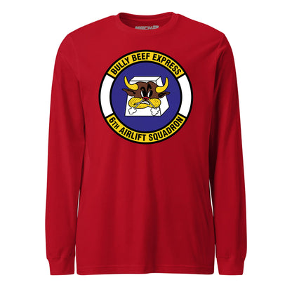 Mach2 Squadron Upload | 6TH AIRLIFT SQUADRON | Long Sleeve | Red | MACH-LONG-SLEEVE-FRONT-RED.jpg