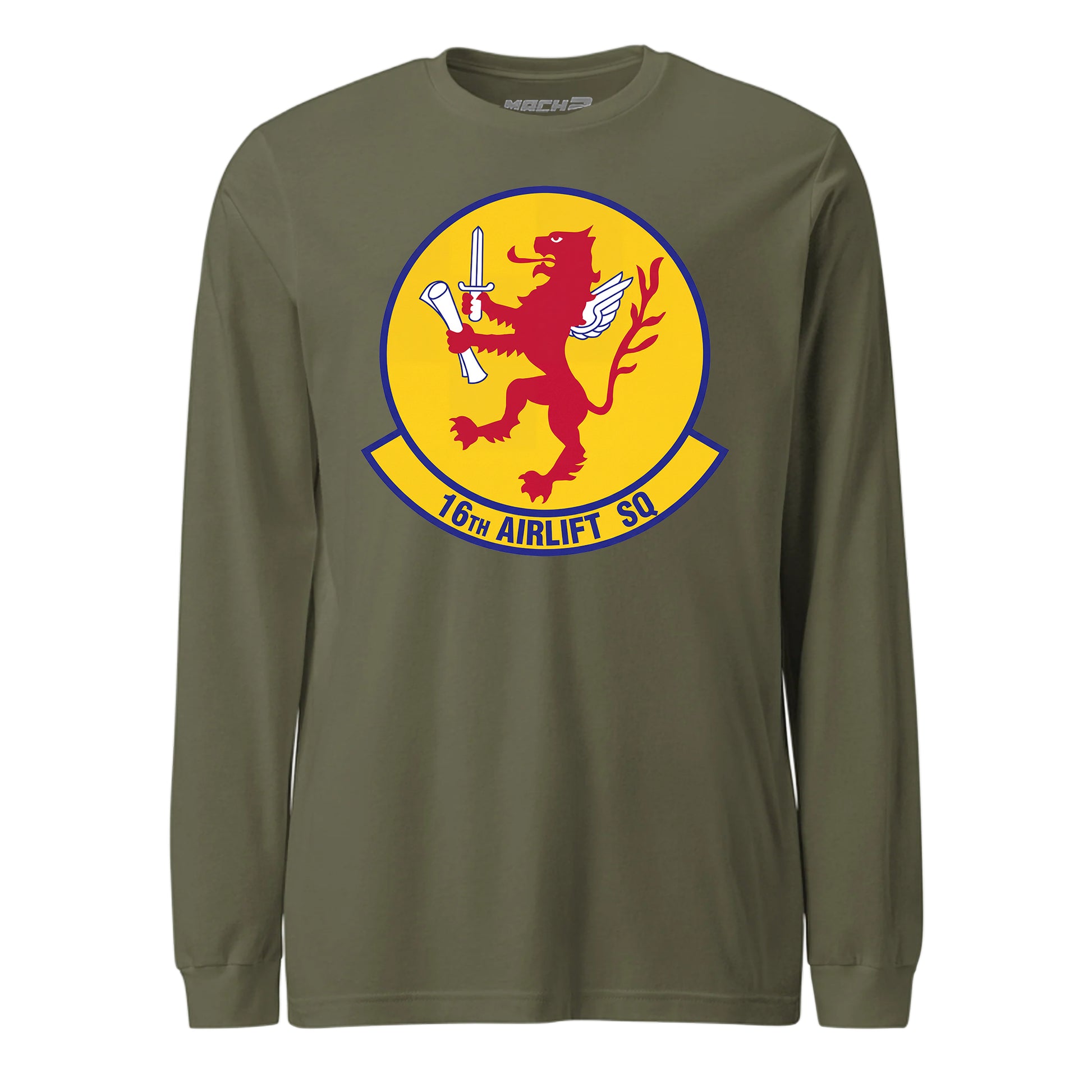 Mach2 Squadron Upload | 16TH AIRLIFT SQUADRON | Long Sleeve | OD Green | MACH-LONG-SLEEVE-FRONT-OD.jpg